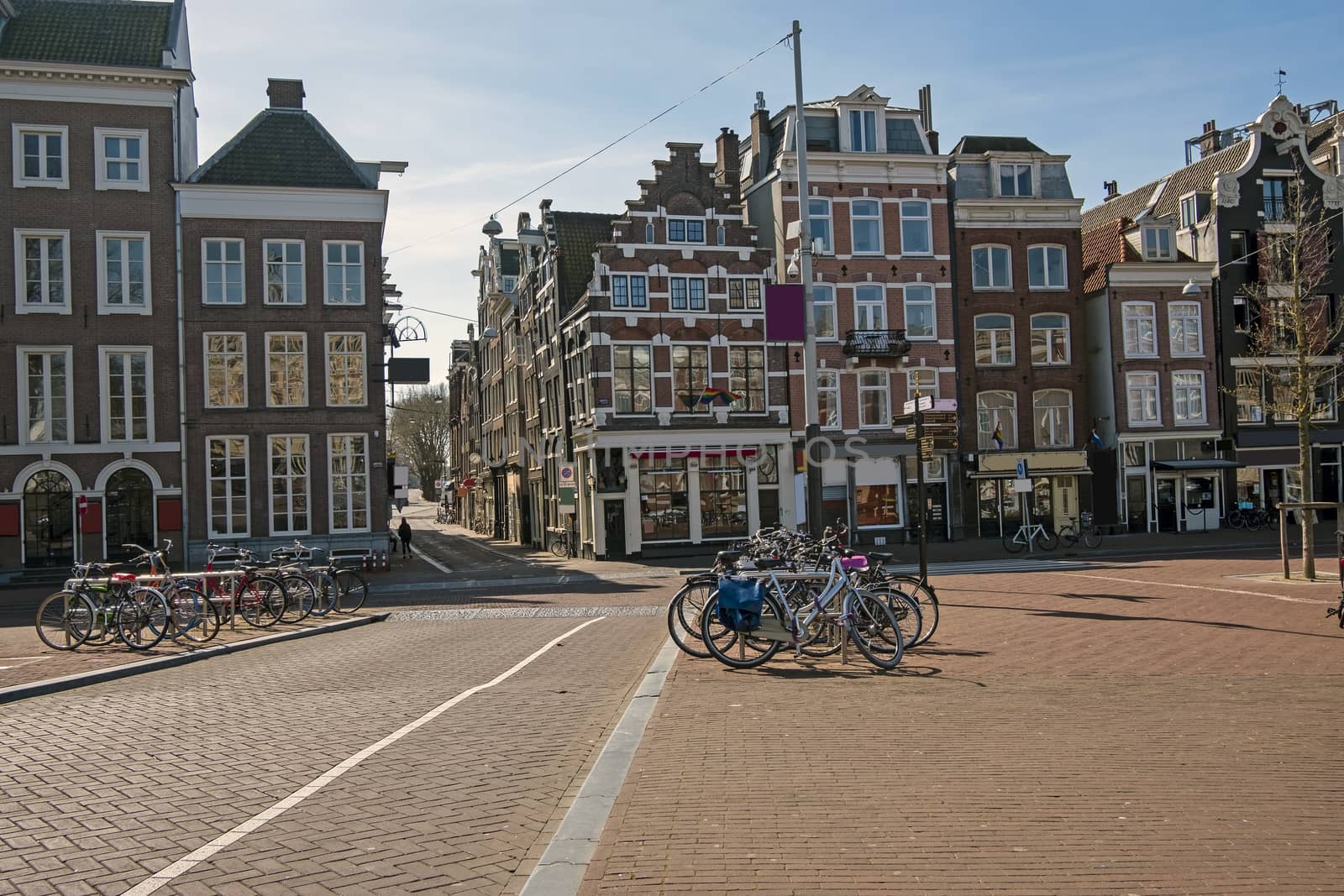 City scenic from Amsterdam at the Amstel in the Netherlands