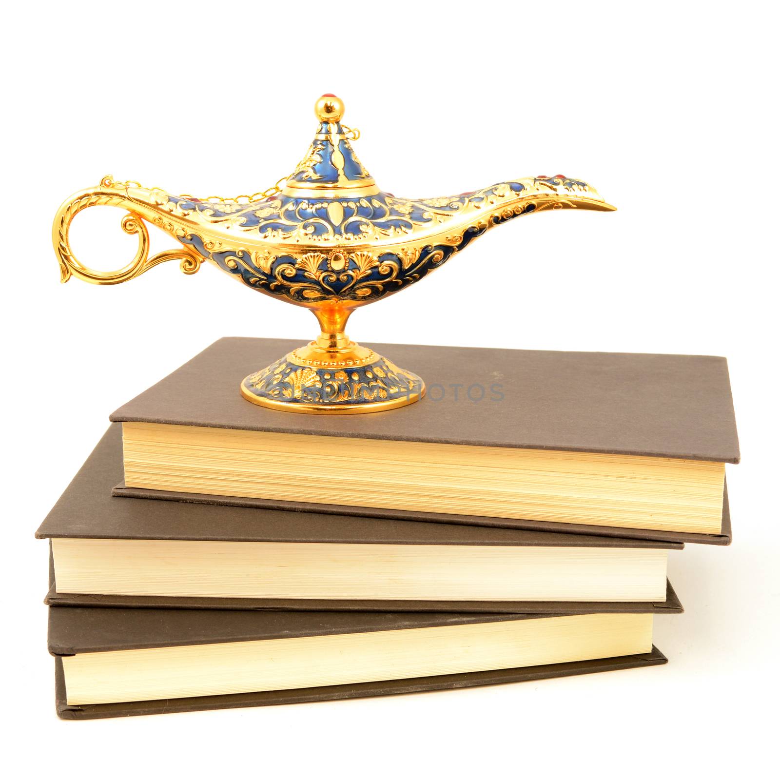 A few story books with a genie lamp to give meaning to the legends written inside the pages.