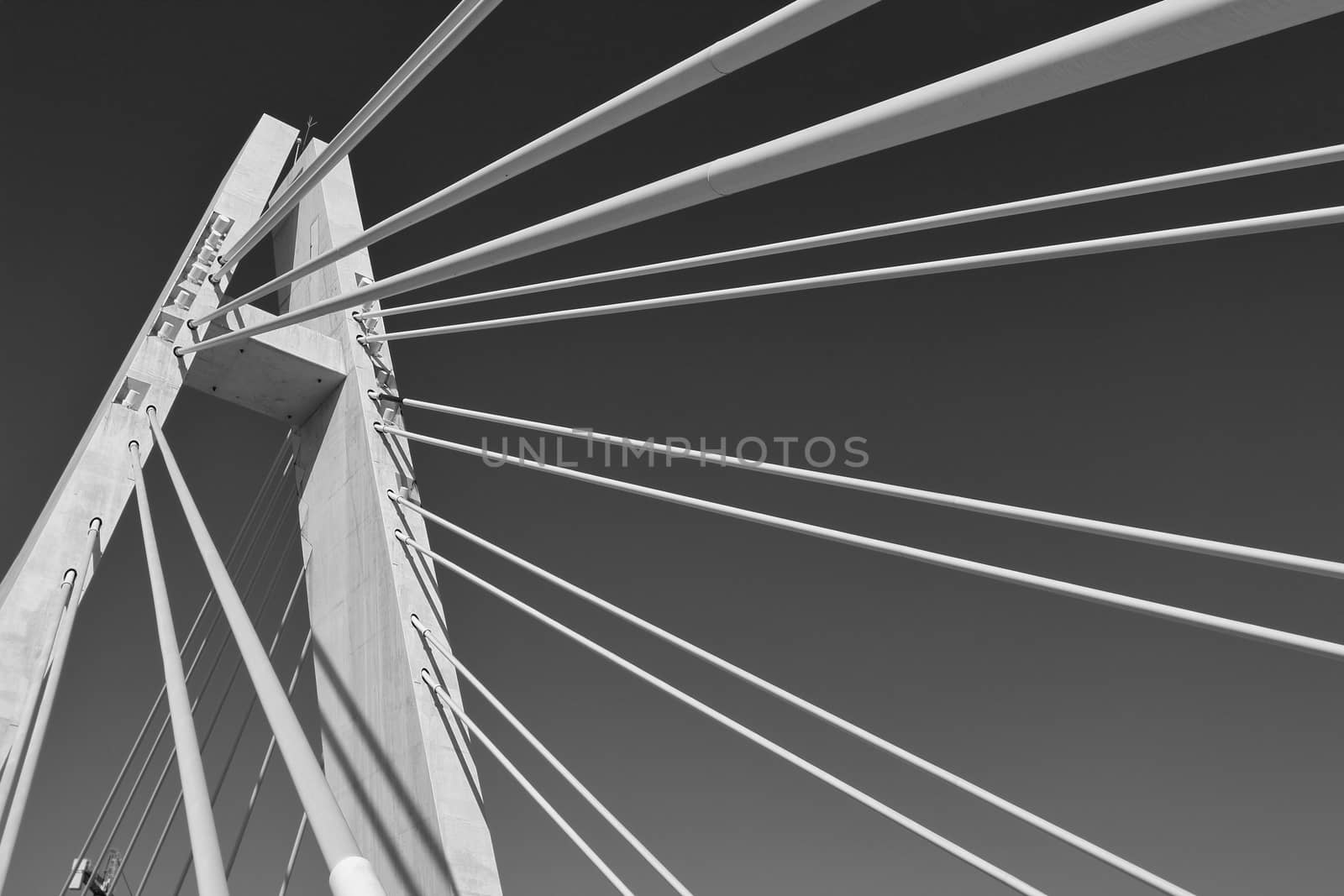 Pont de la Generalitat bridge under blue sky next to the Vinalopo River in Elche
