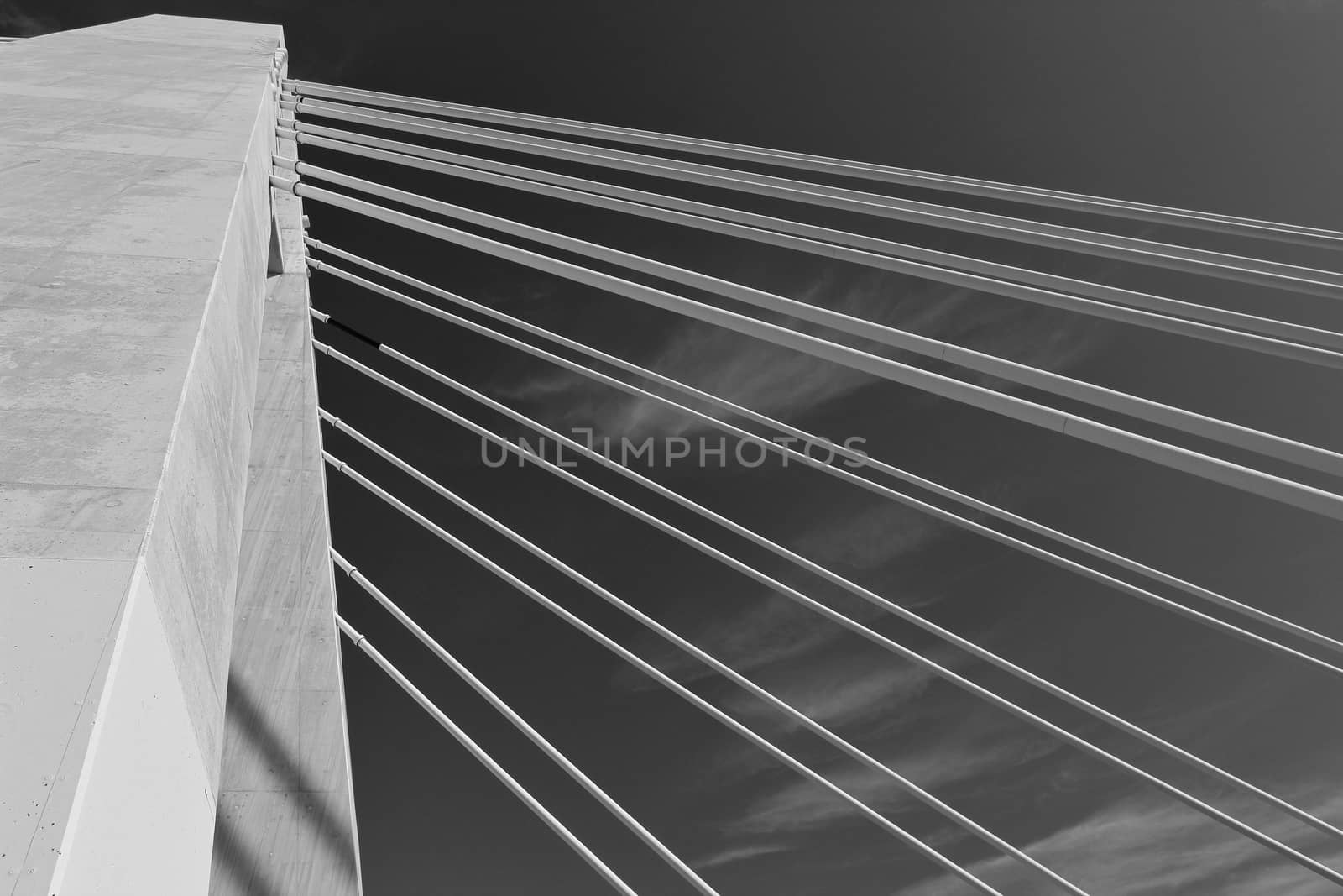 Pont de la Generalitat bridge under blue sky next to the Vinalopo River in Elche