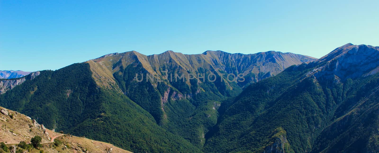 Banner of mountain peaks on Bjelasnica mountain in autumn. Next to the old Bosnian village of Lukomir. by mahirrov