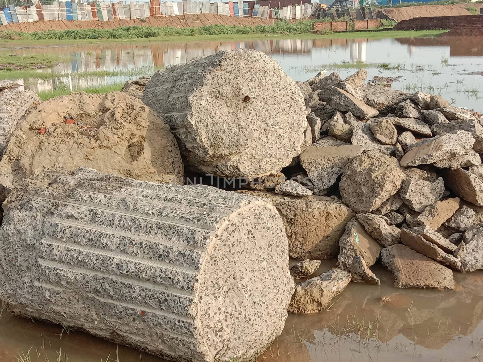 Brown Colored Stone Stock on Construction Side