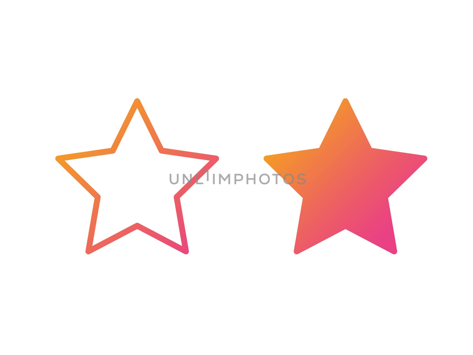 Gradient orange to pink vector colorful star thin line icon by cougarsan