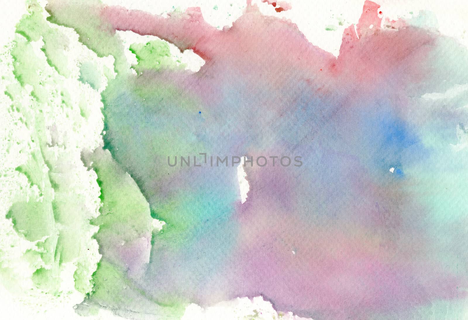 Abstract watercolor painting on paper,  hand painted in multicolor for background