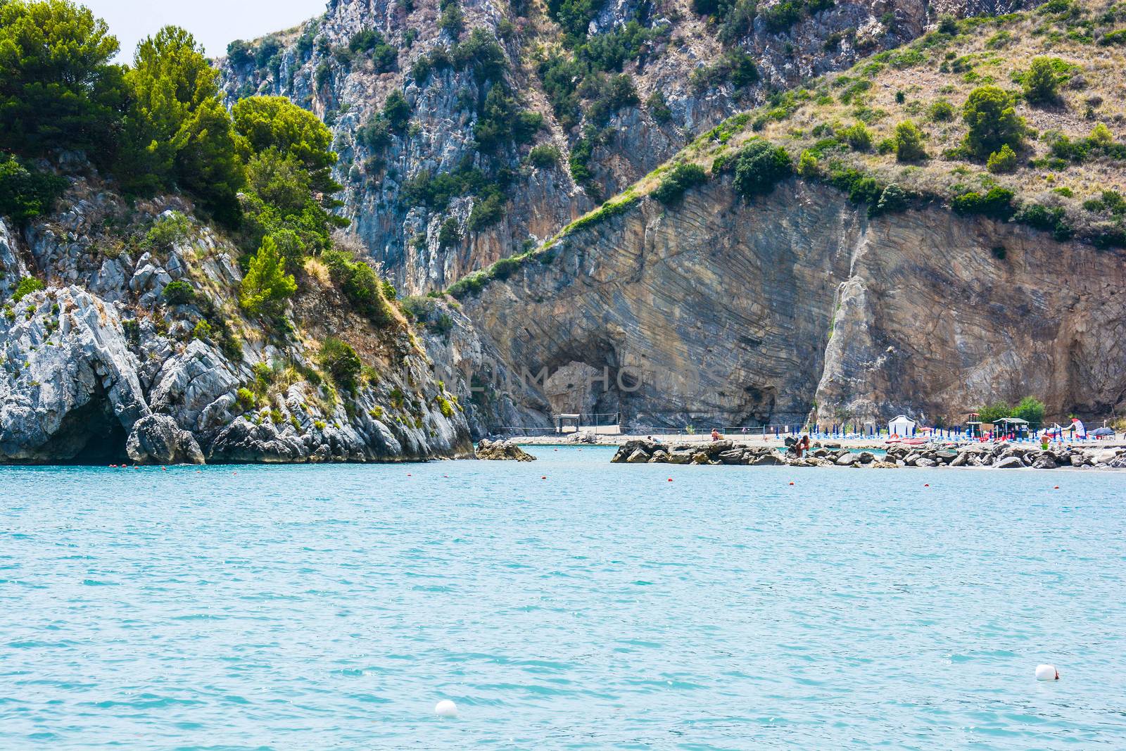 Italian cliffs and seaside rare view of Palinuro natural arc