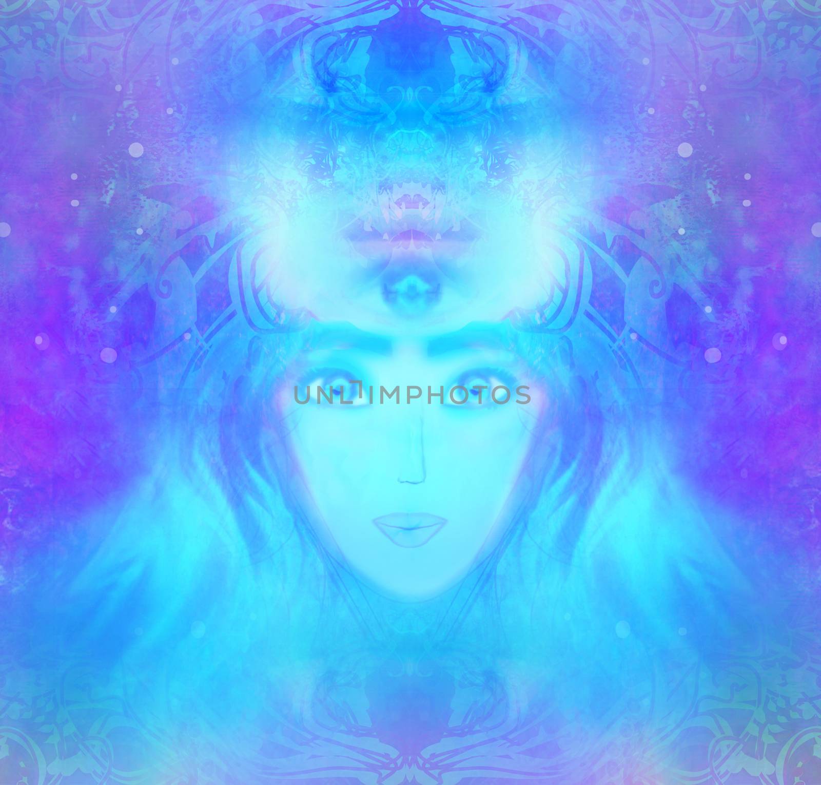 Woman with third eye, psychic supernatural senses