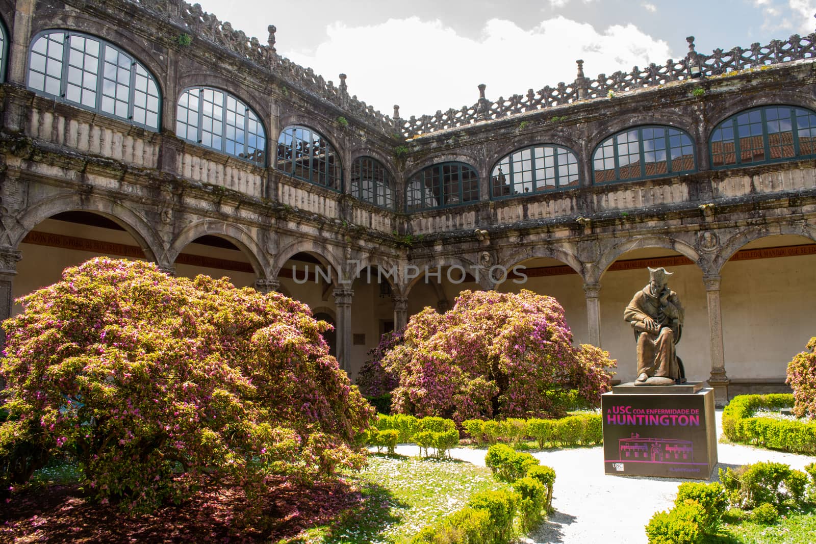 Santiago de Compostela, Spain, May 2018: Gardens of Pazo of Fonseca in Santiago de Compostela