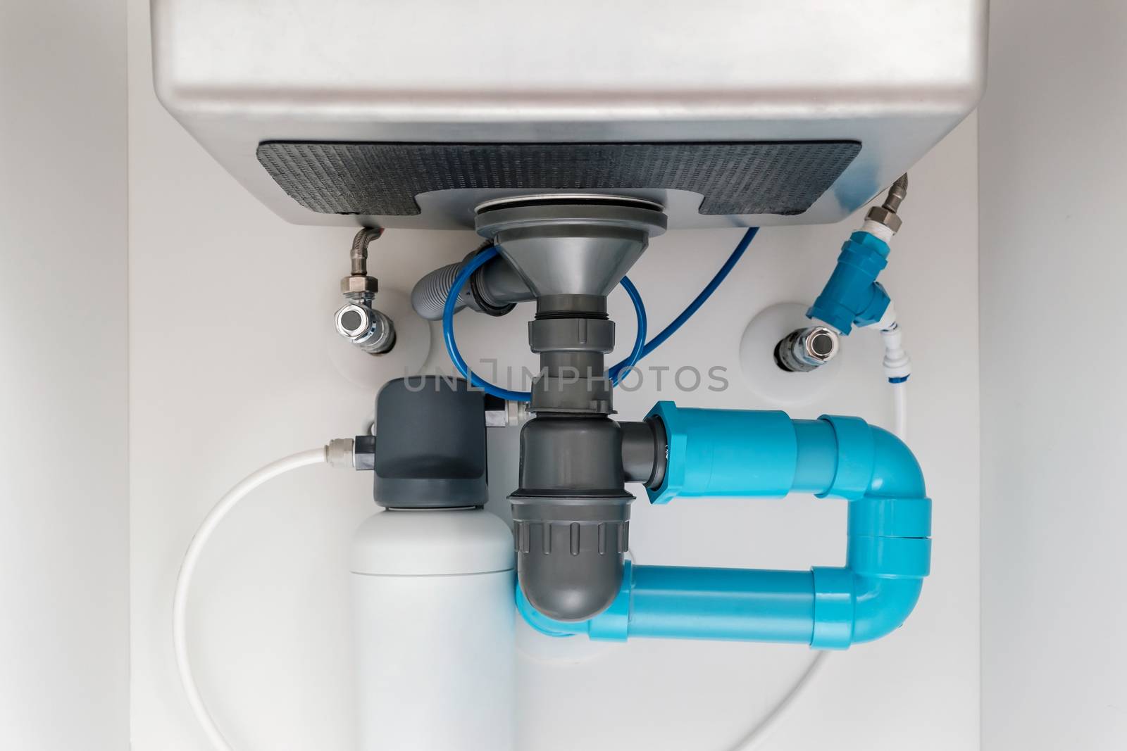 under sink plumbing and drainage system by happycreator