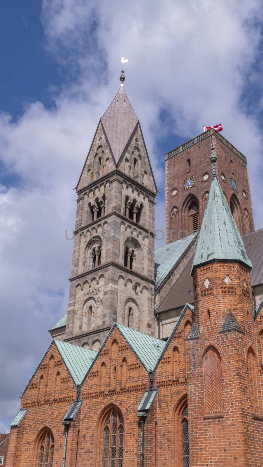 Medieval cathedral, Church of our Lady in Ribe by twilight, Denmark - HDR