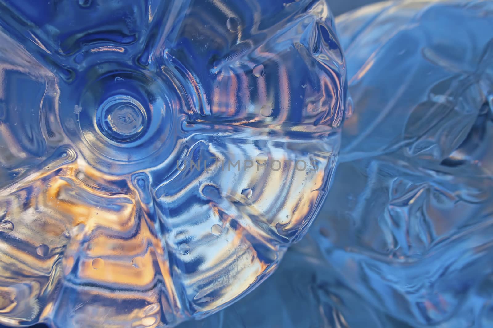 close up plastic water bottles