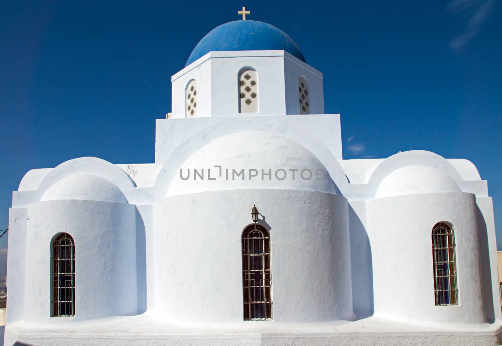 Typical church in Pyrgos on Santorini island