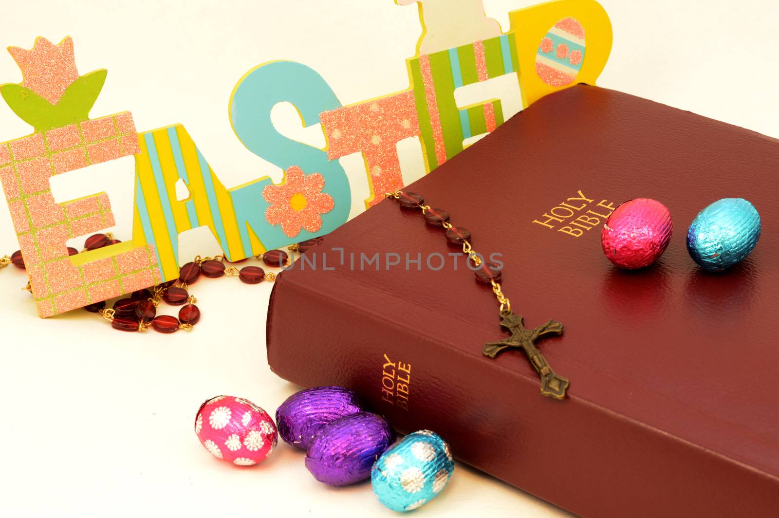 A holy bible and Easter theme to honor the seasons holiday.