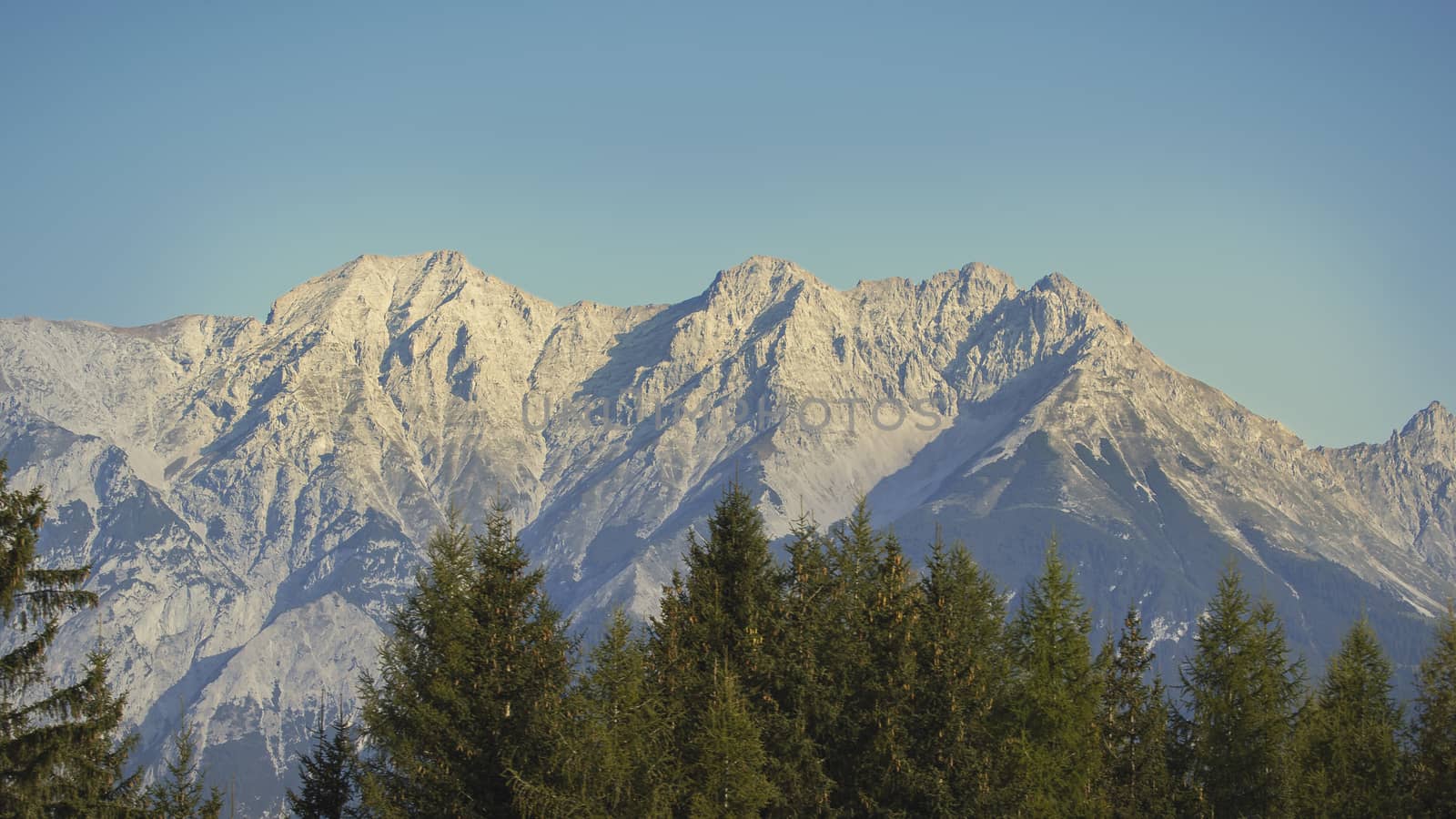 Sunny summer day with blue skies in Muttereralm, one of the mountains of the Austrian alps.