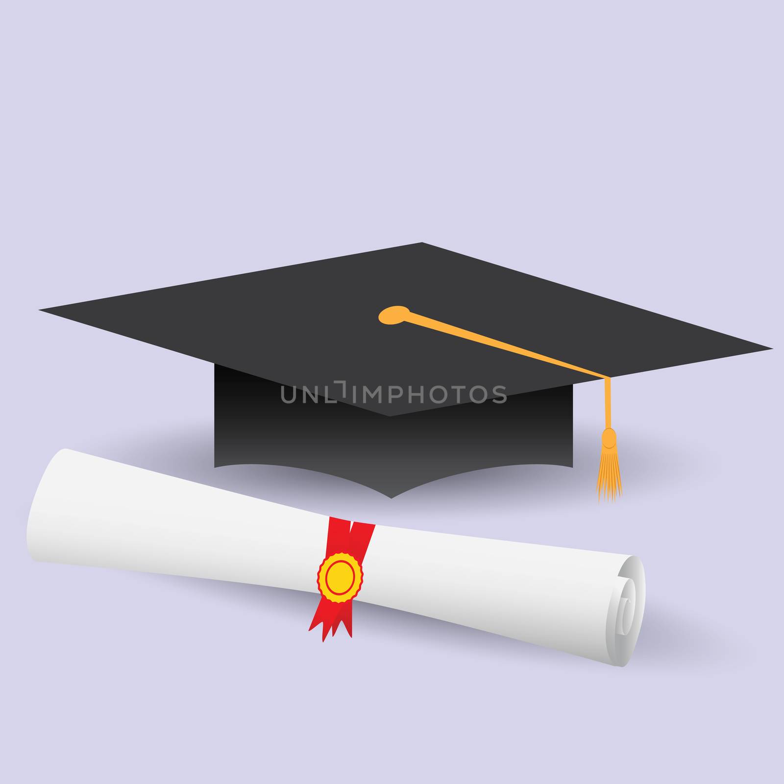 Flat design modern vector illustration of graduation cap and diploma by Lemon_workshop
