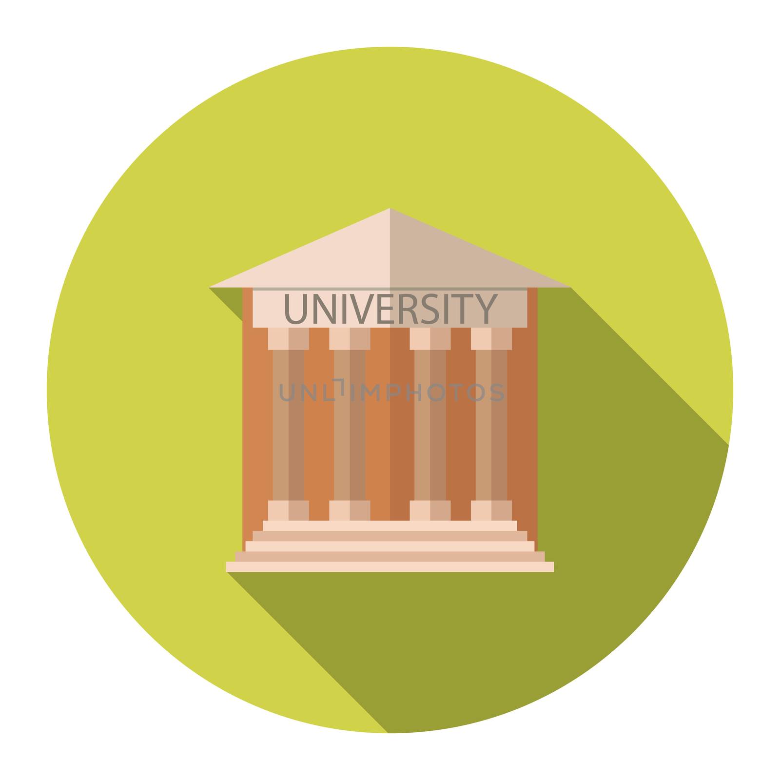 Flat design style vector illustration concept for University building education icon with long shadow.