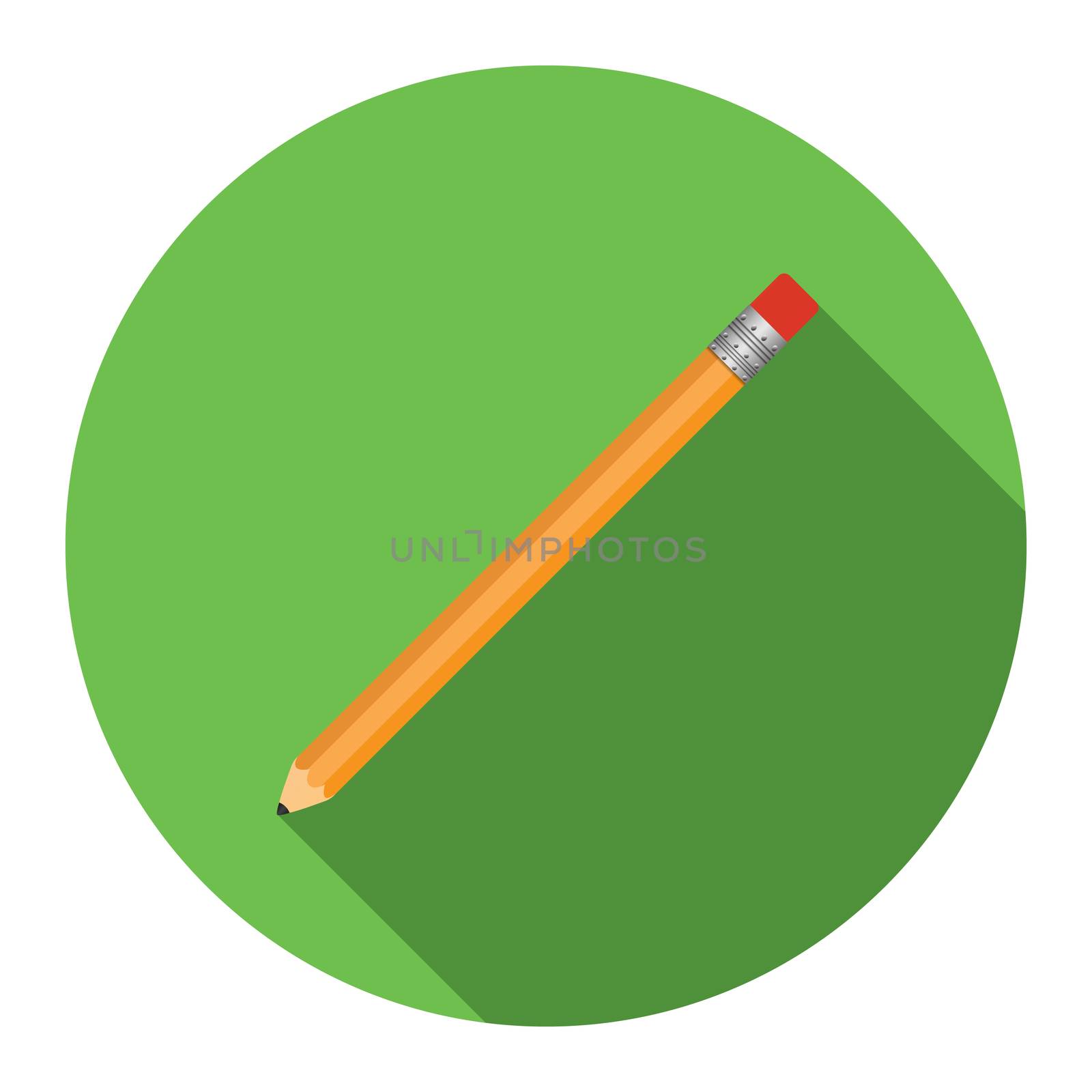 Flat design modern vector illustration of pensil icon with long shadow, isolated.
