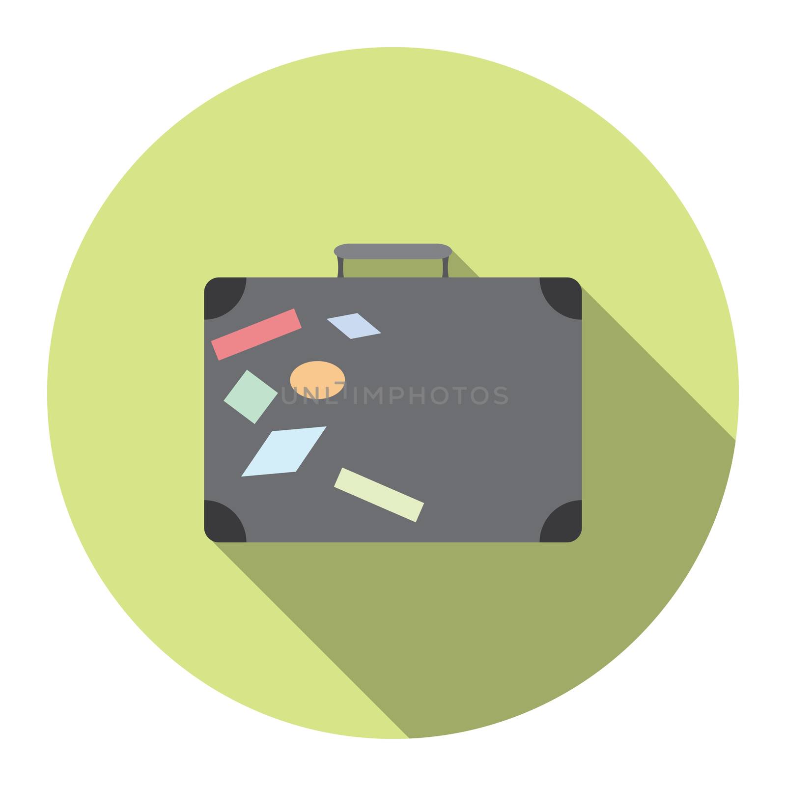 Flat design modern vector illustration of traveling bag icon with long shadow, isolated by Lemon_workshop