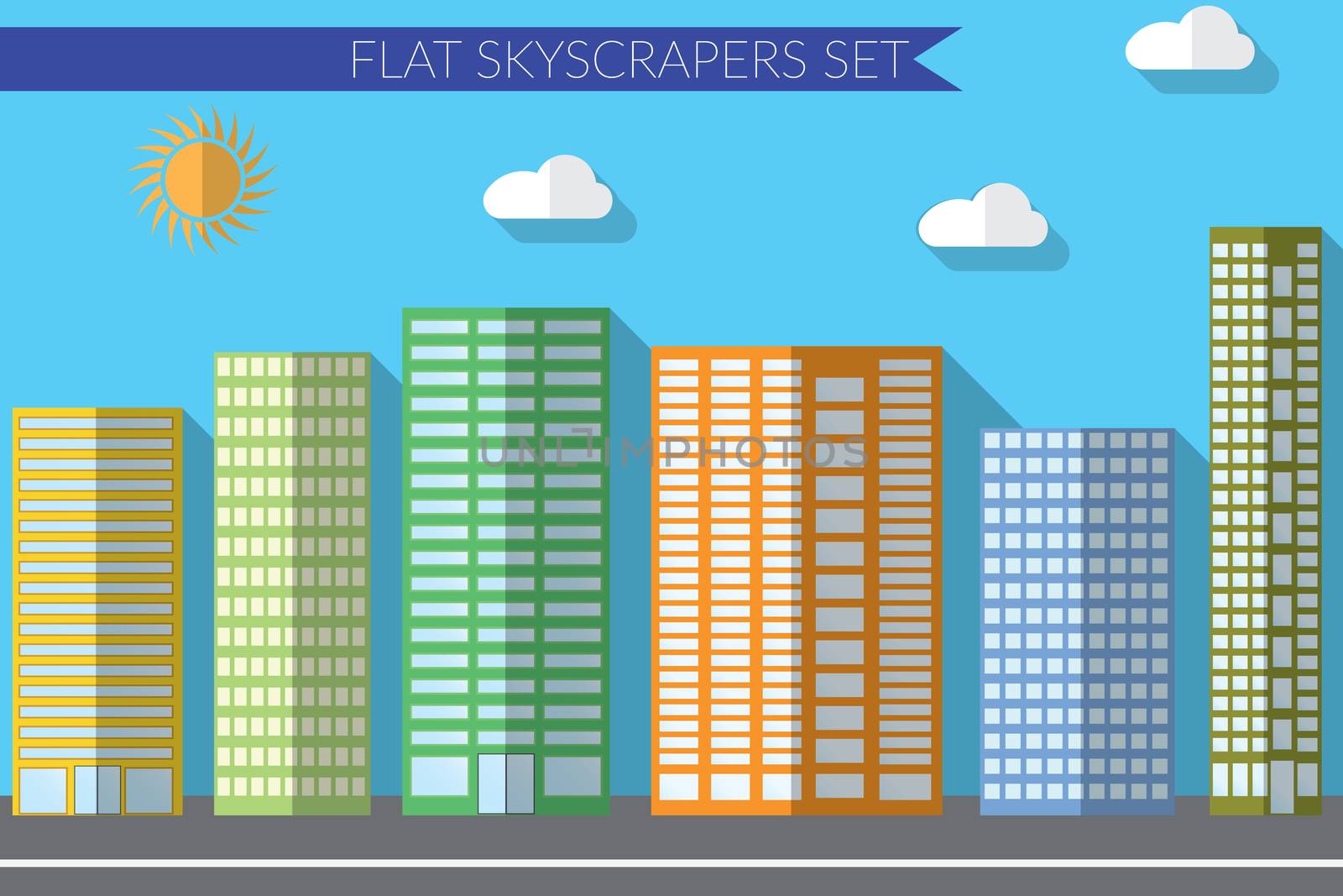 Flat design vector illustration concept for urban landscapes city skyscrapers.