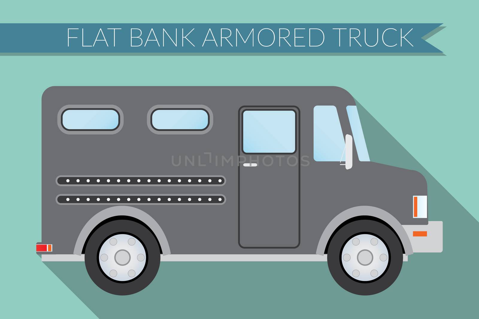 Flat design vector illustration city Transportation, bank armored Truck, side view 