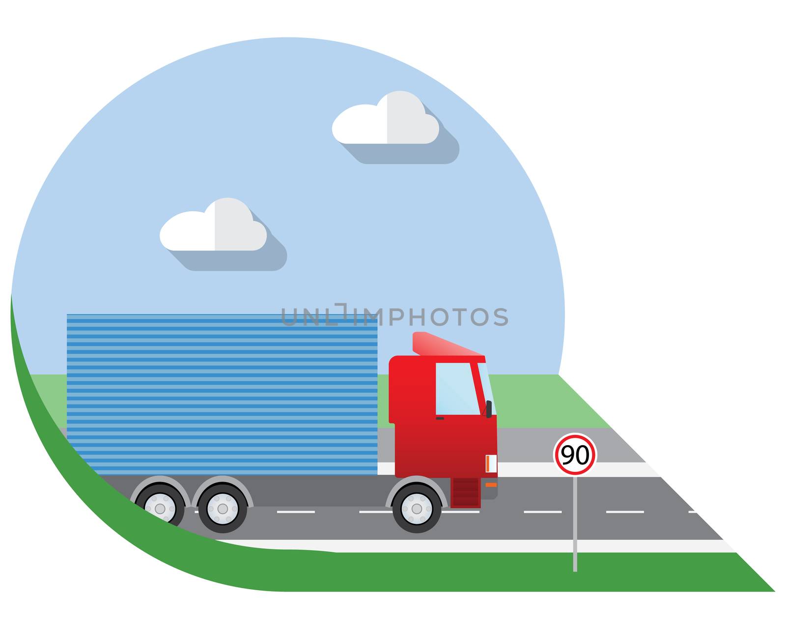 Flat design vector illustration city Transportation, small truck for transportation cargo, side view icon