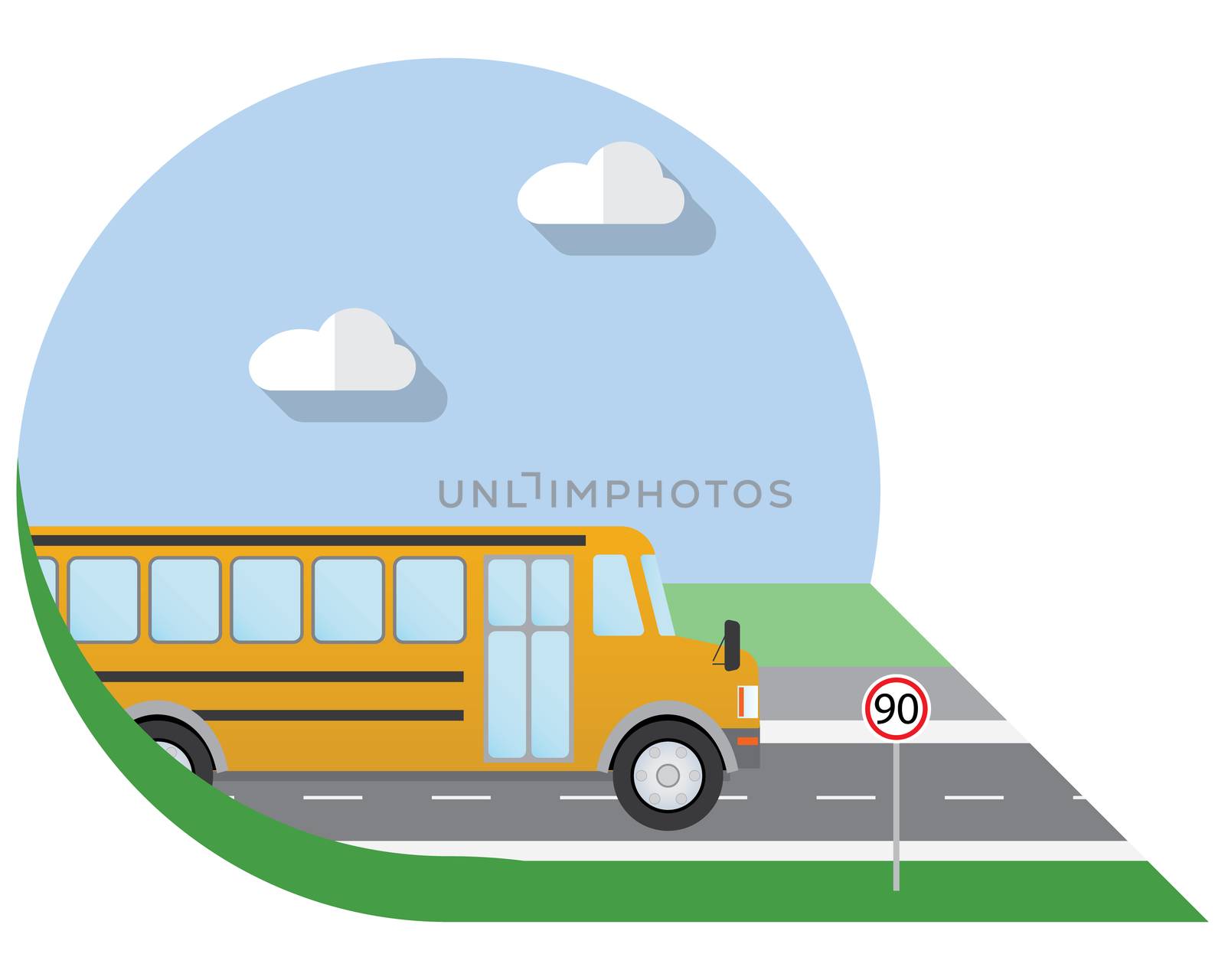 Flat design vector illustration city Transportation, school bus, side view icon by Lemon_workshop