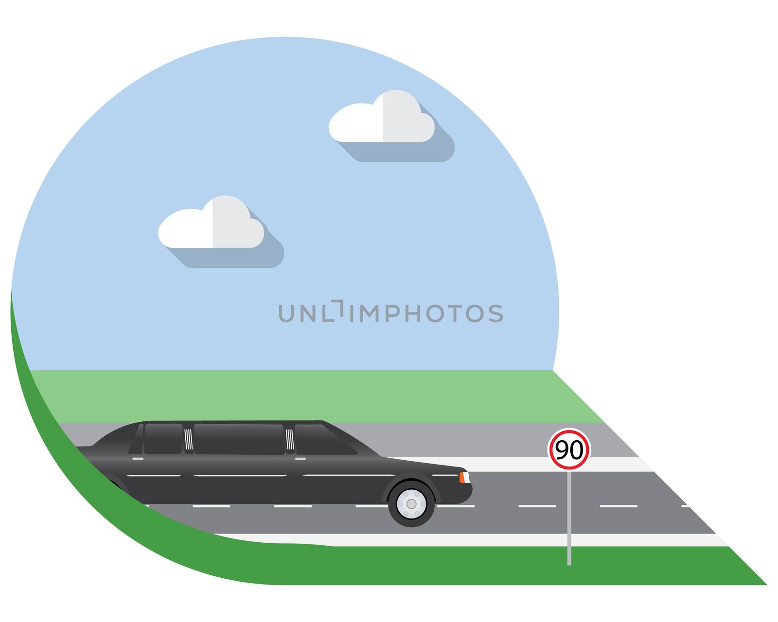 Flat design vector illustration city Transportation, limousine, side view icon