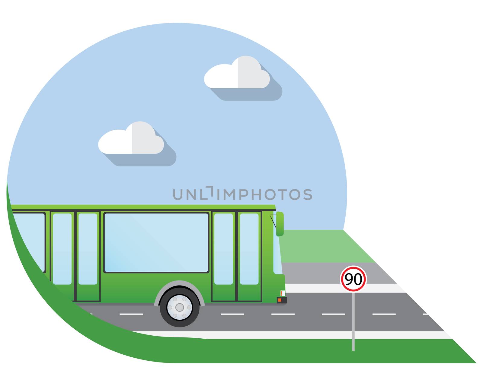 Flat design vector illustration city Transportation, city bus, side view icon