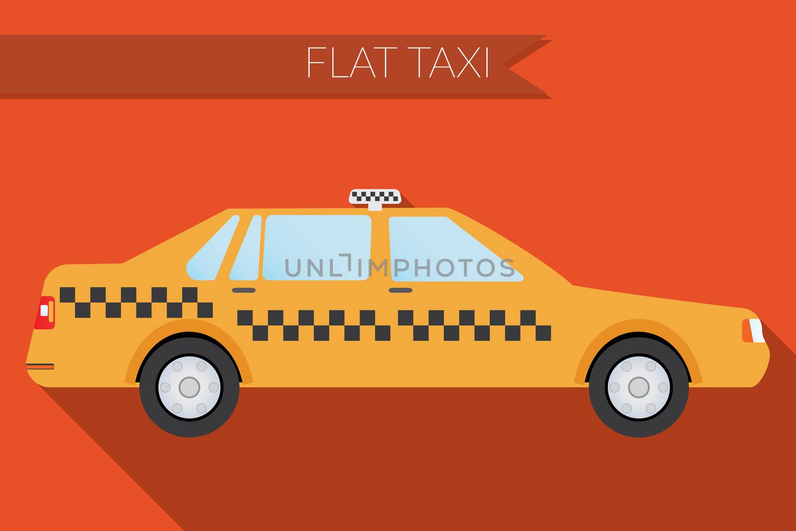 Flat design vector illustration city Transportation, city taxi, side view by Lemon_workshop