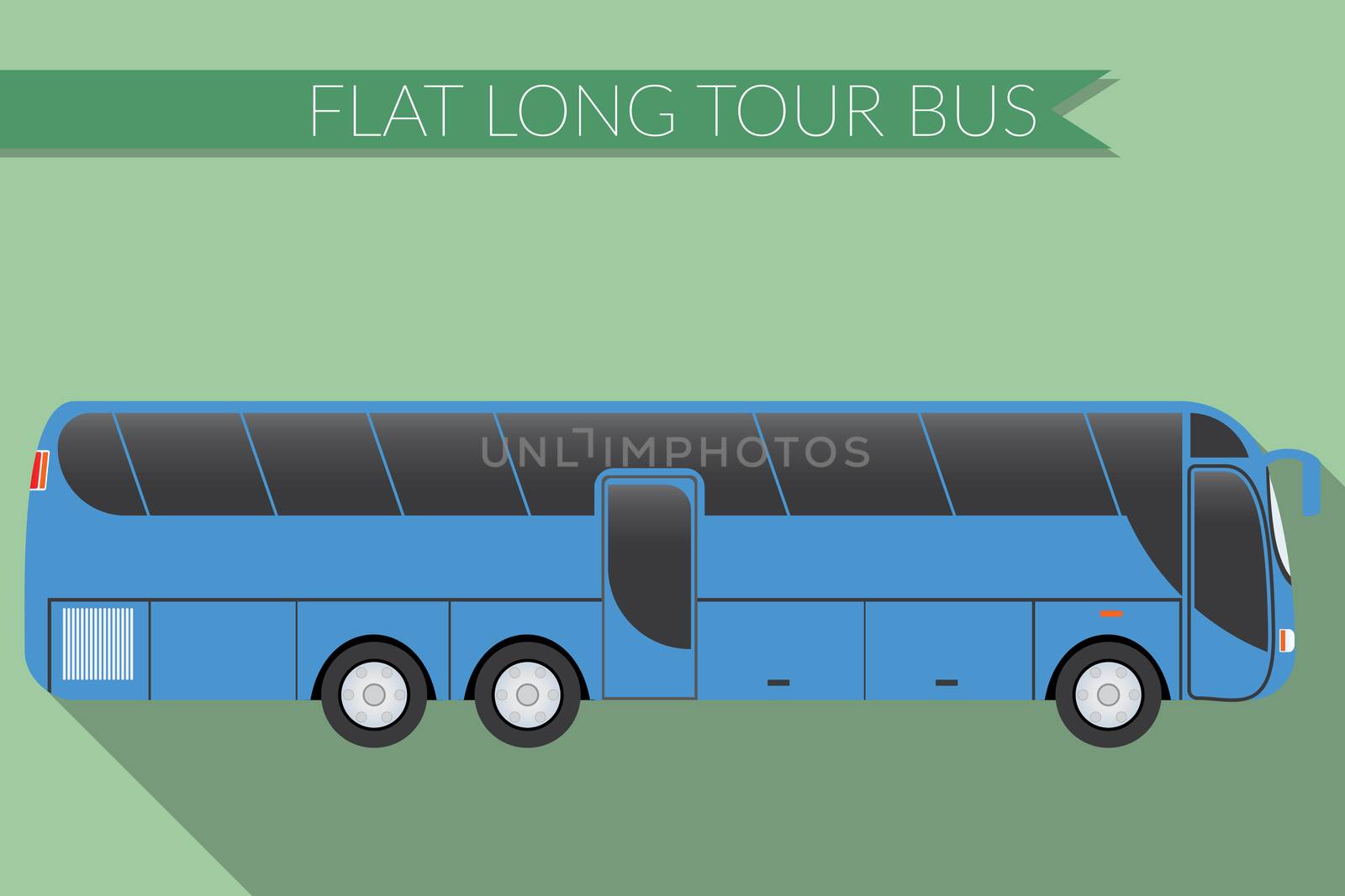 Flat design vector illustration city Transportation, Bus, intercity, long distance tourist coach bus, side view 