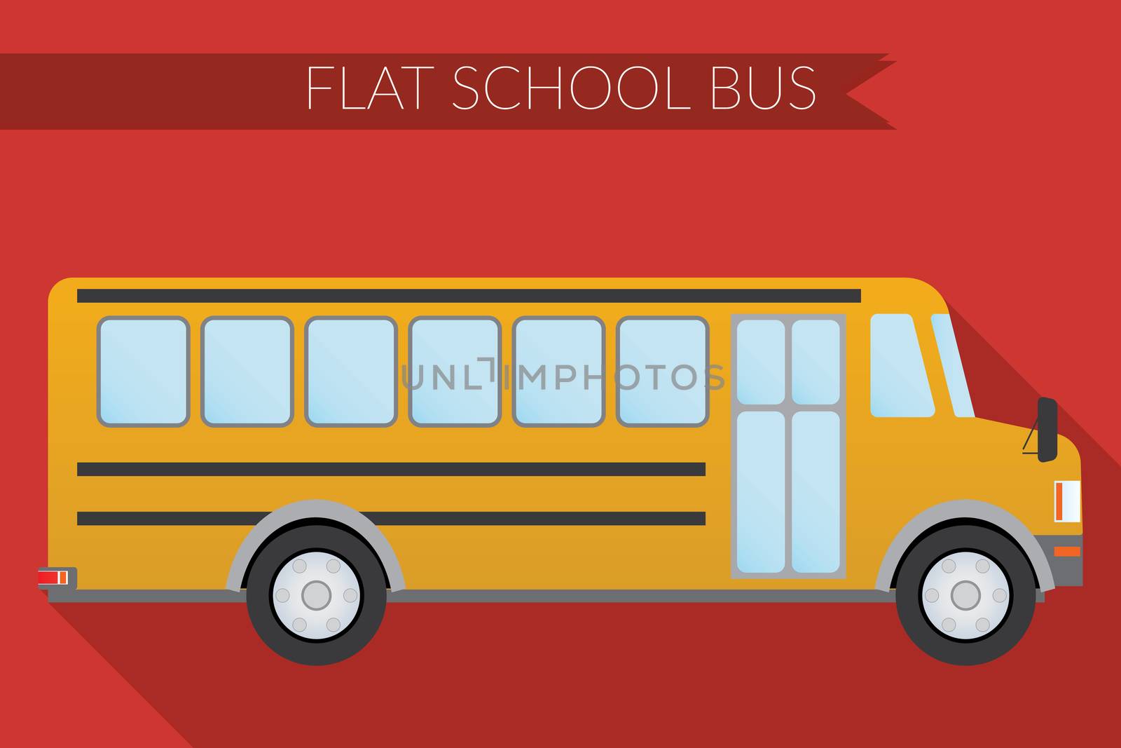 Flat design vector illustration city Transportation, school bus, side view by Lemon_workshop