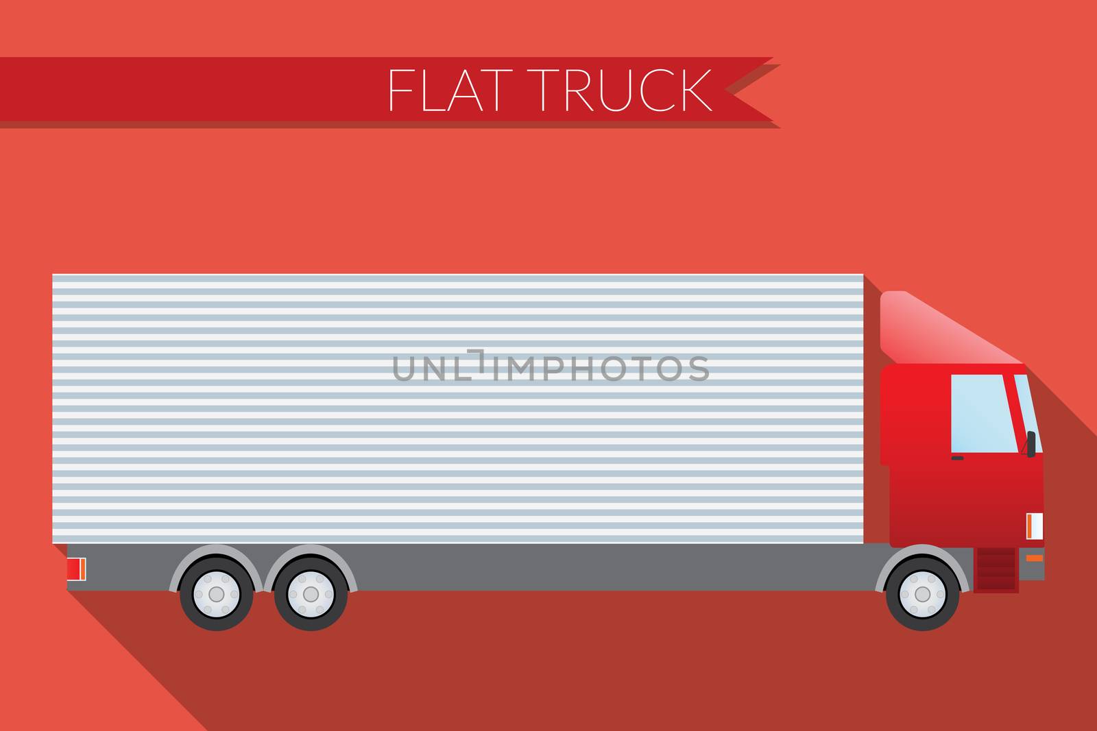 Flat design vector illustration city Transportation, truck for transportation cargo, side view 