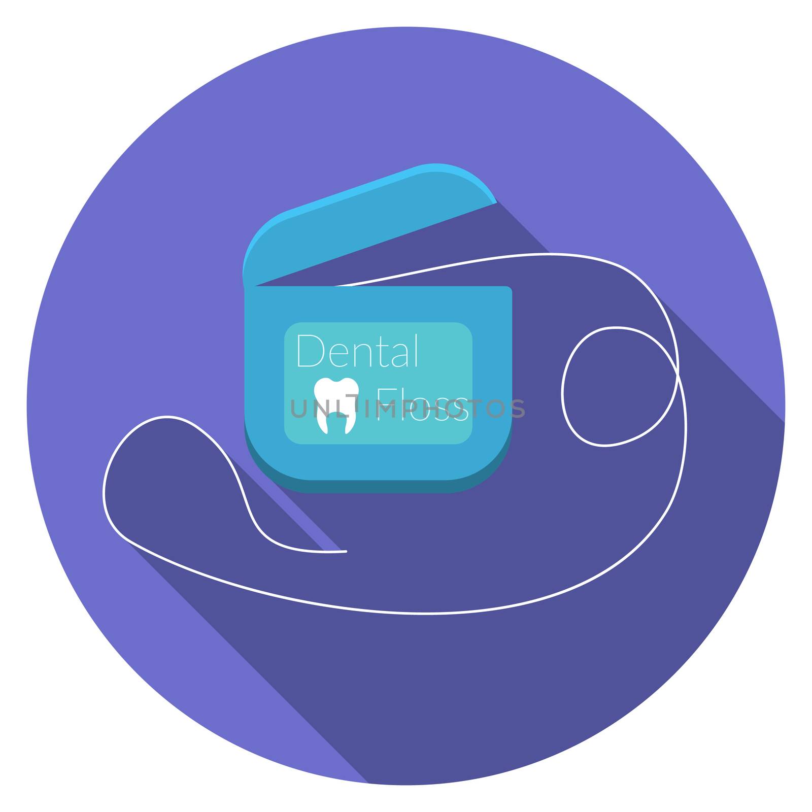 Flat design modern vector illustration of dental floss icon with long shadow, isolated by Lemon_workshop