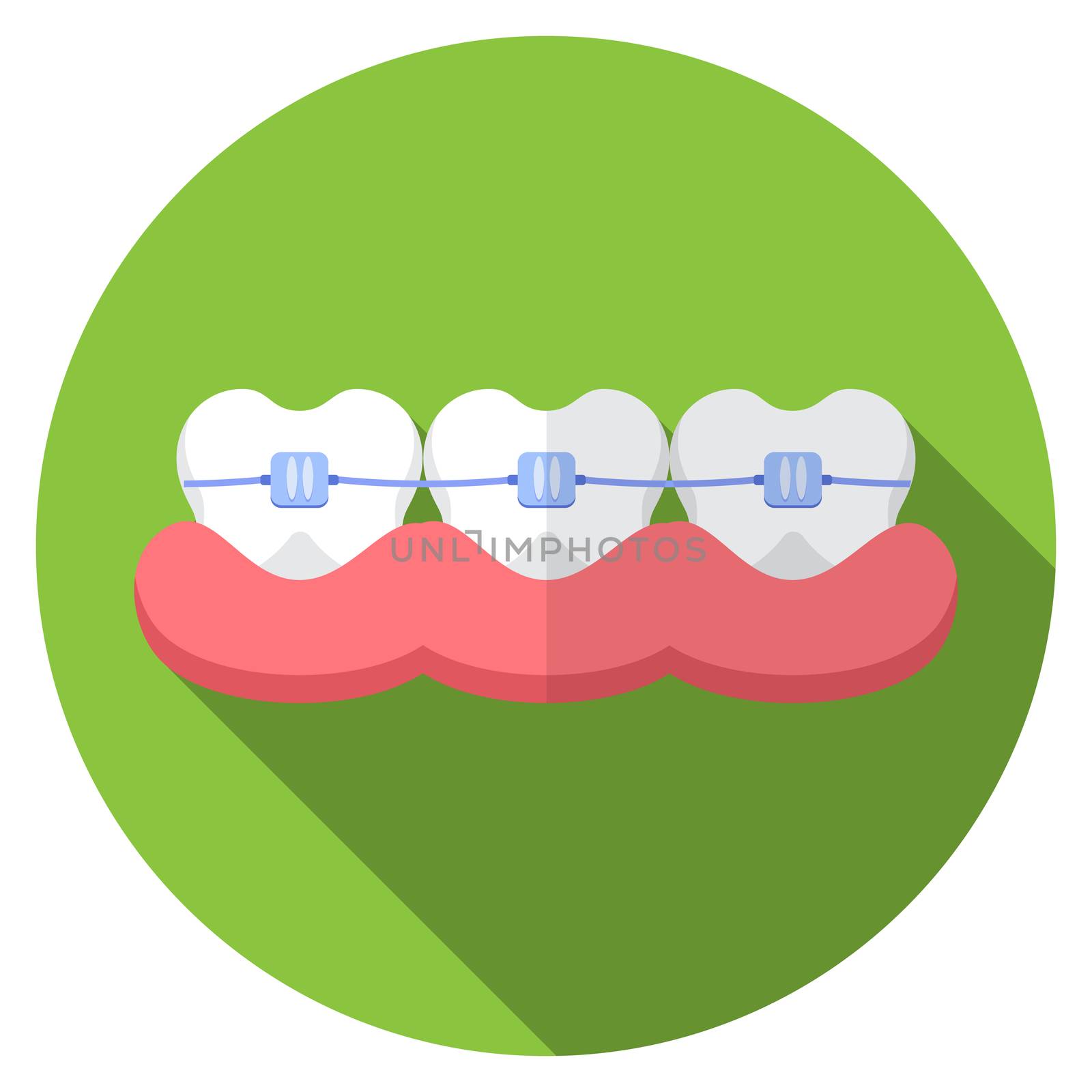 Flat design modern vector illustration of dental bracers icon with long shadow, isolated. by Lemon_workshop