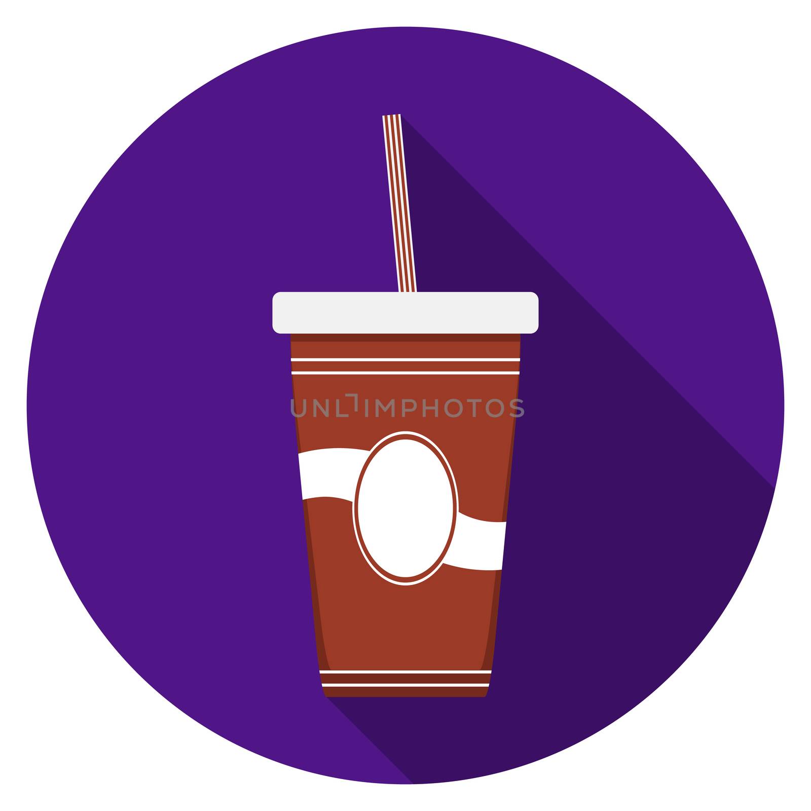 Flat design modern vector illustration of drink icon with long shadow, isolated.