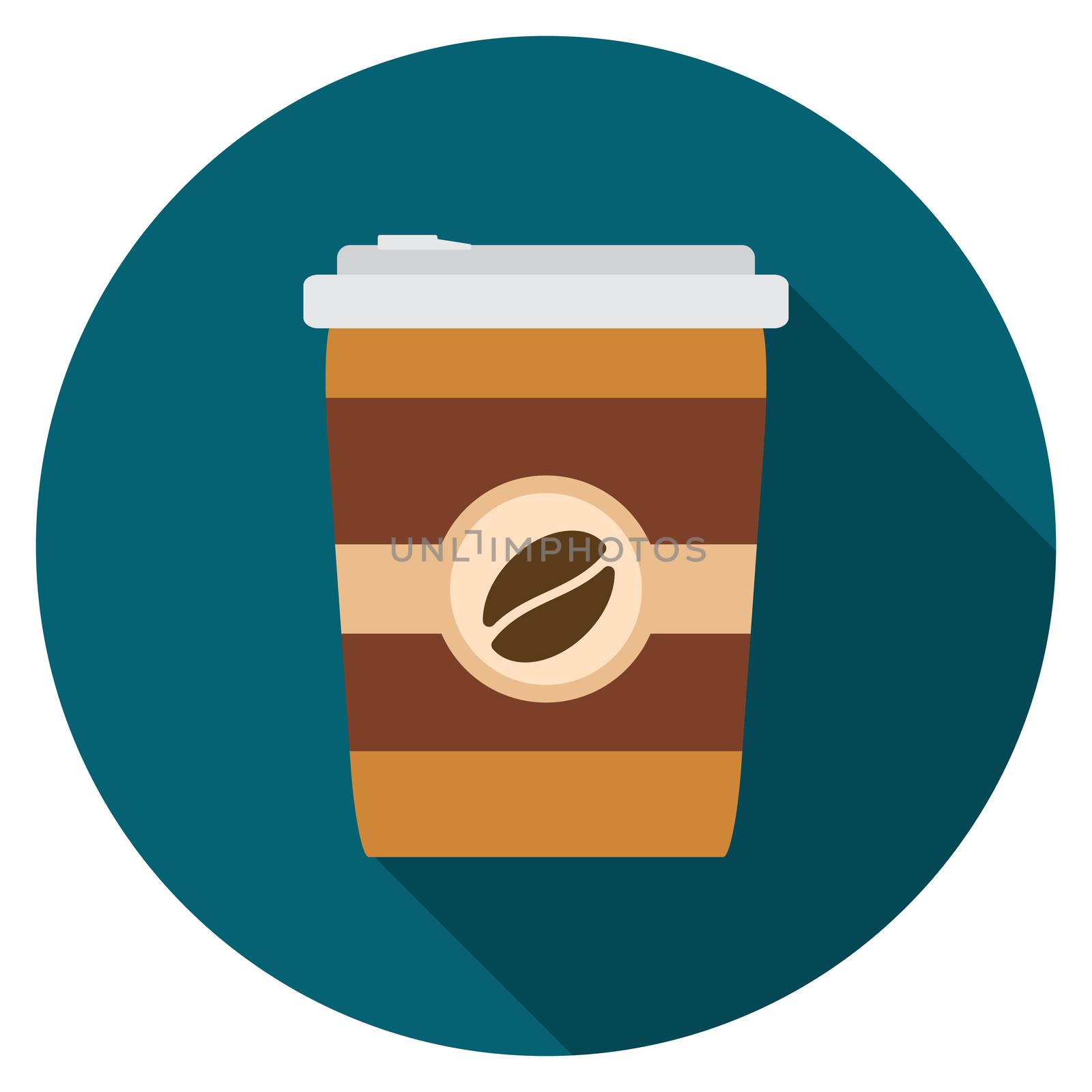 Flat design modern vector illustration of coffee icon with long shadow, isolated by Lemon_workshop