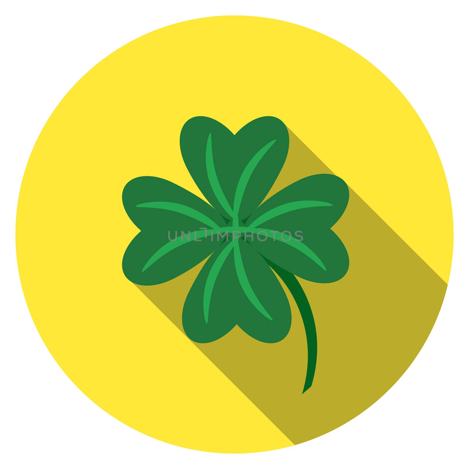 Flat design vector lucky clover icon with long shadow, isolated by Lemon_workshop