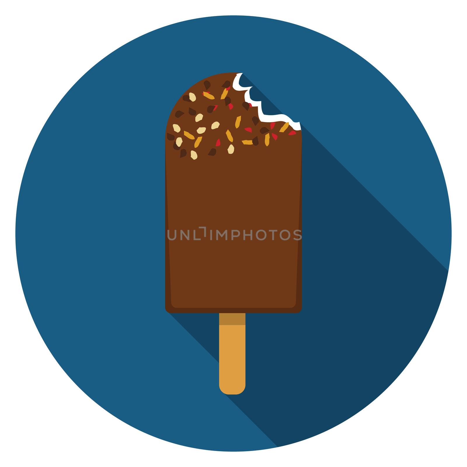 Flat design vector icecream icon with long shadow, isolated.