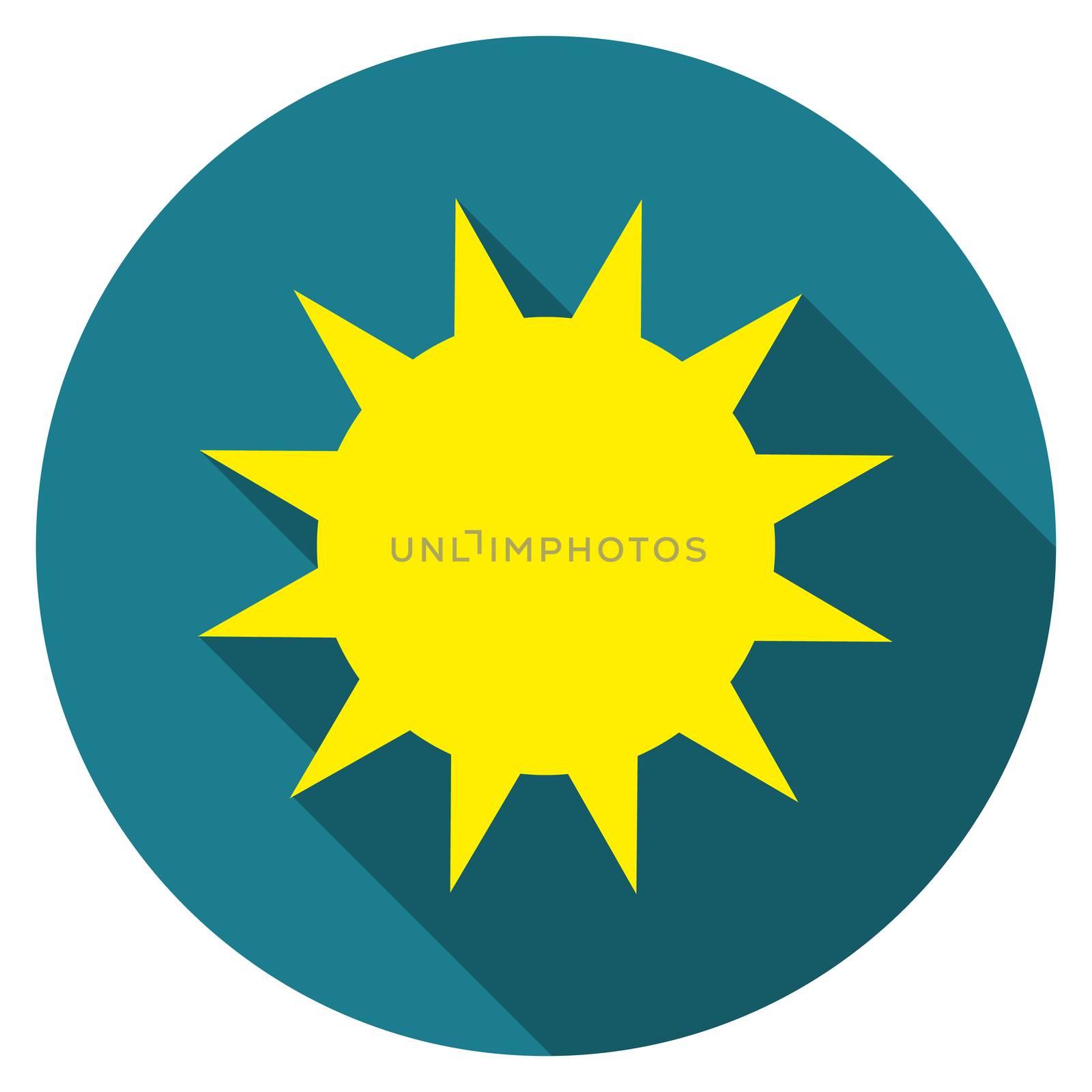 Flat design vector Sun icon with long shadow, isolated by Lemon_workshop