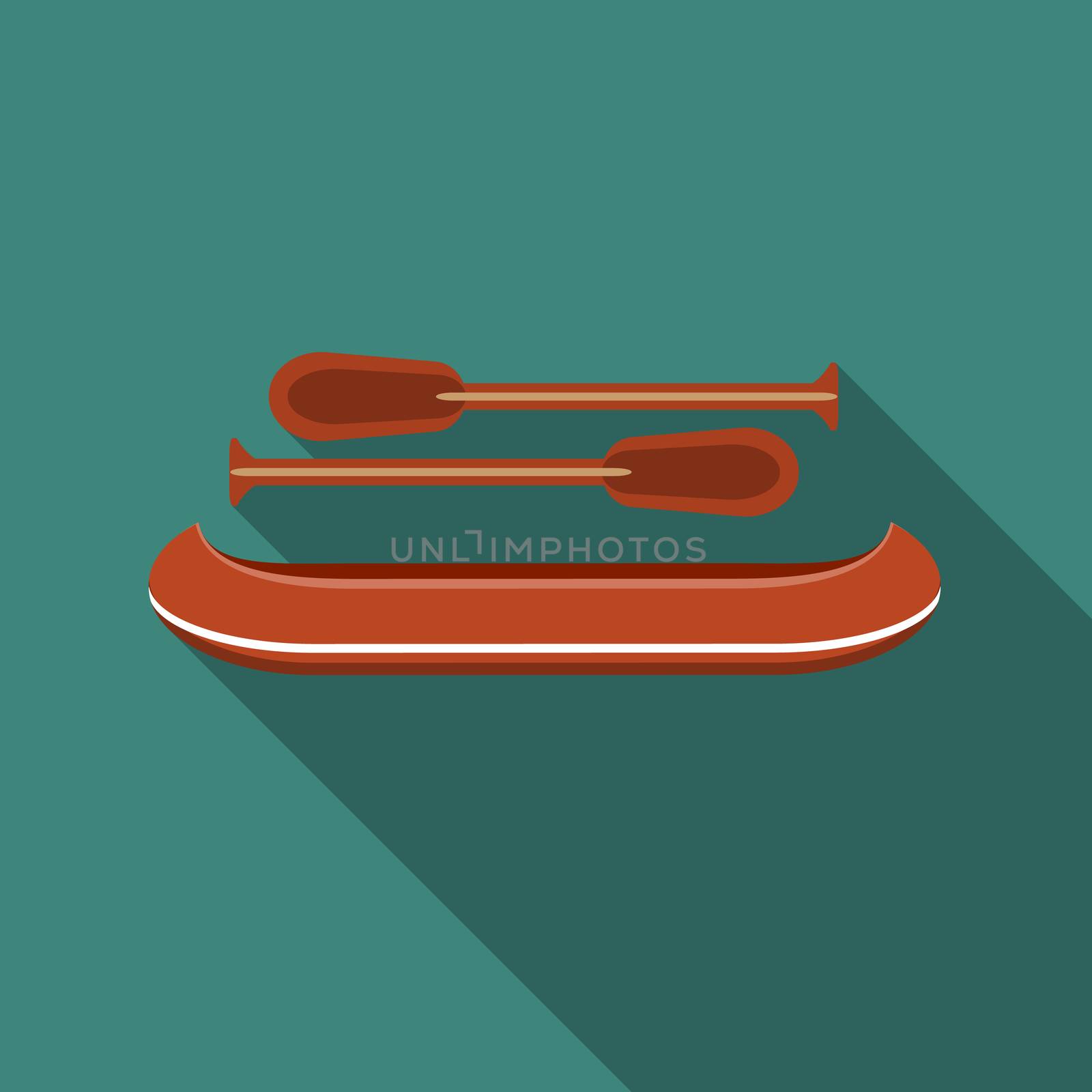 Flat design modern vector illustration of canoe icon, with long shadow by Lemon_workshop