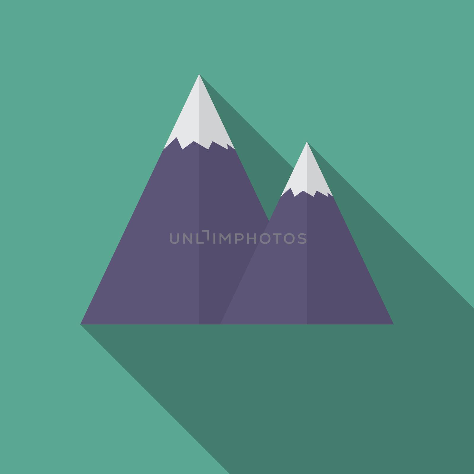 Flat design modern vector illustration of snow caped mountain icon, with long shadow by Lemon_workshop