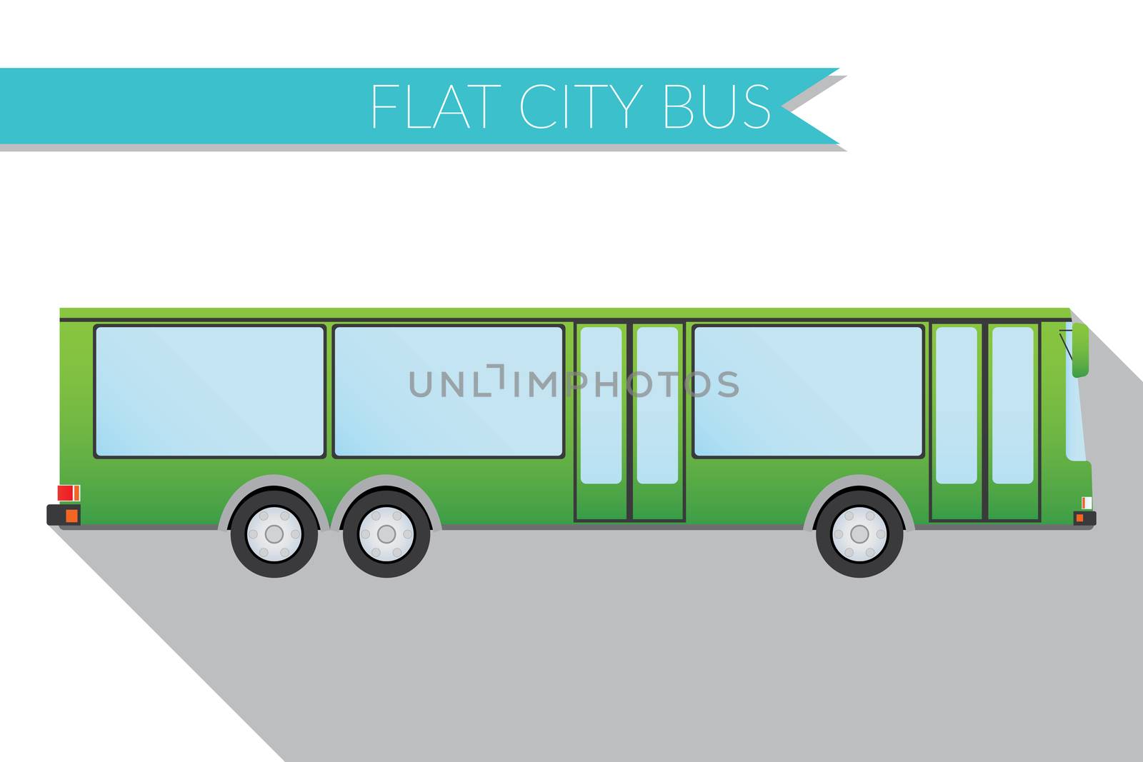 Flat design vector illustration city Transportation, city bus, side view  by Lemon_workshop