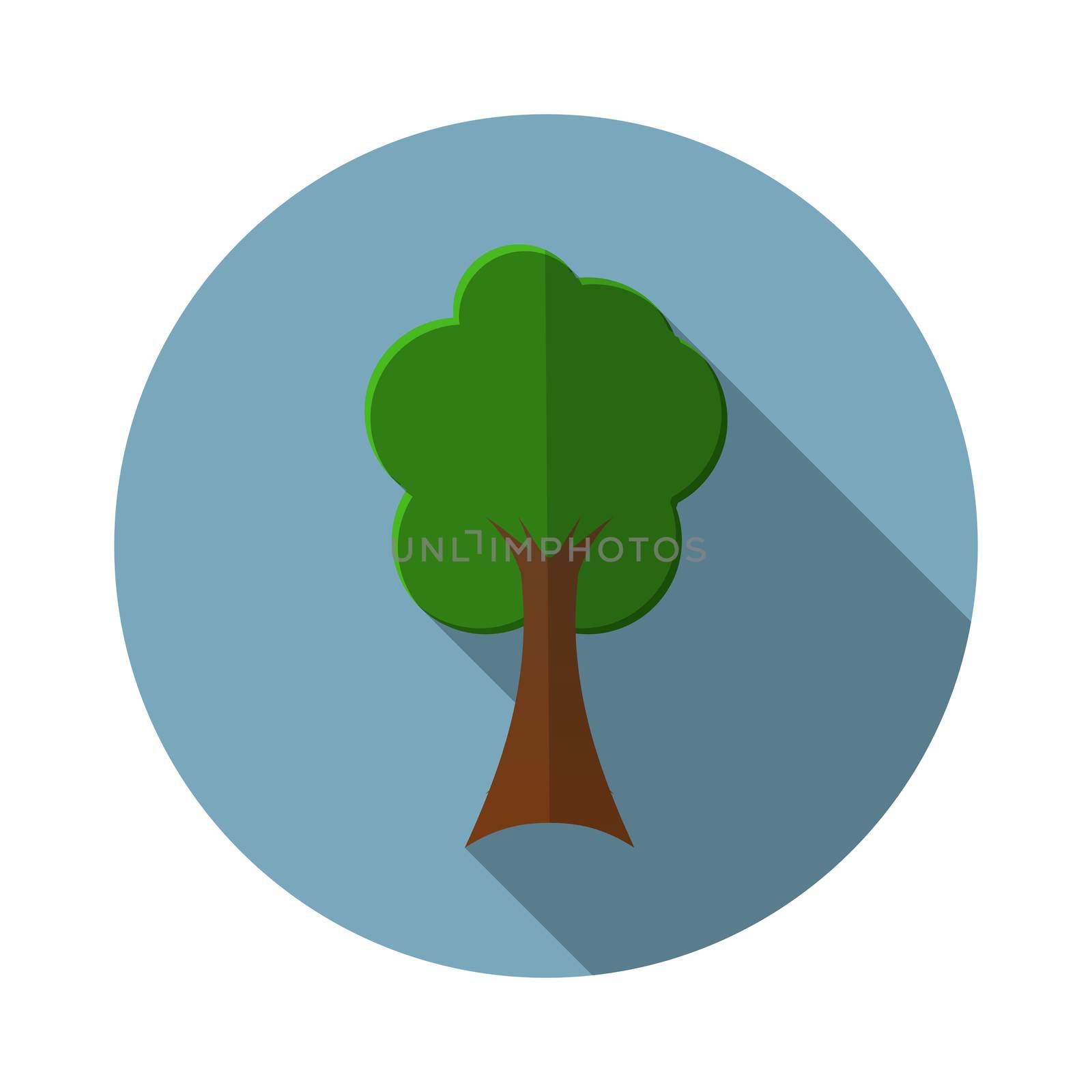 Flat design modern vector illustration of tree icon, with long shadow by Lemon_workshop