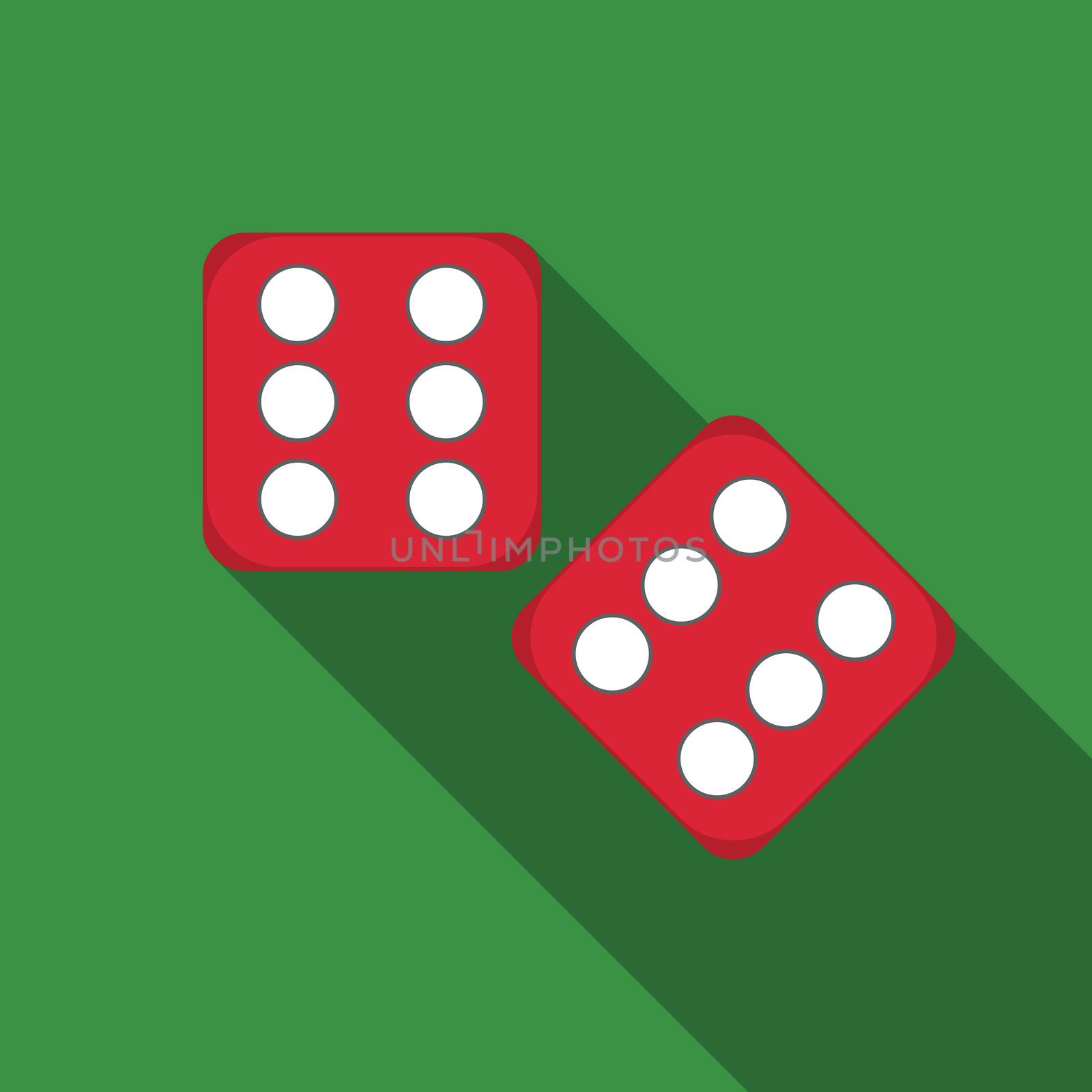 Flat design vector dice icon with long shadow by Lemon_workshop