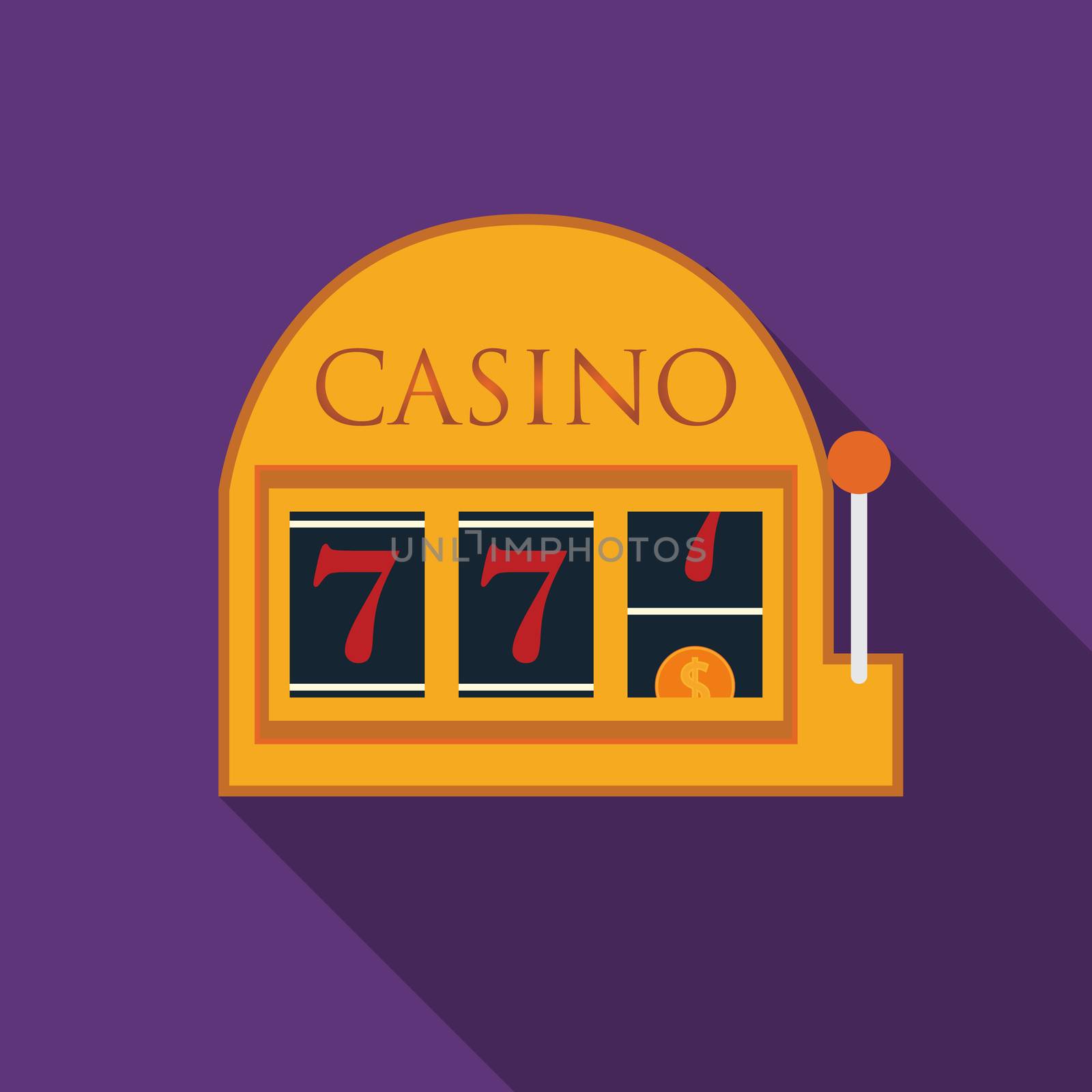 Flat design vector slot machine icon with long shadow