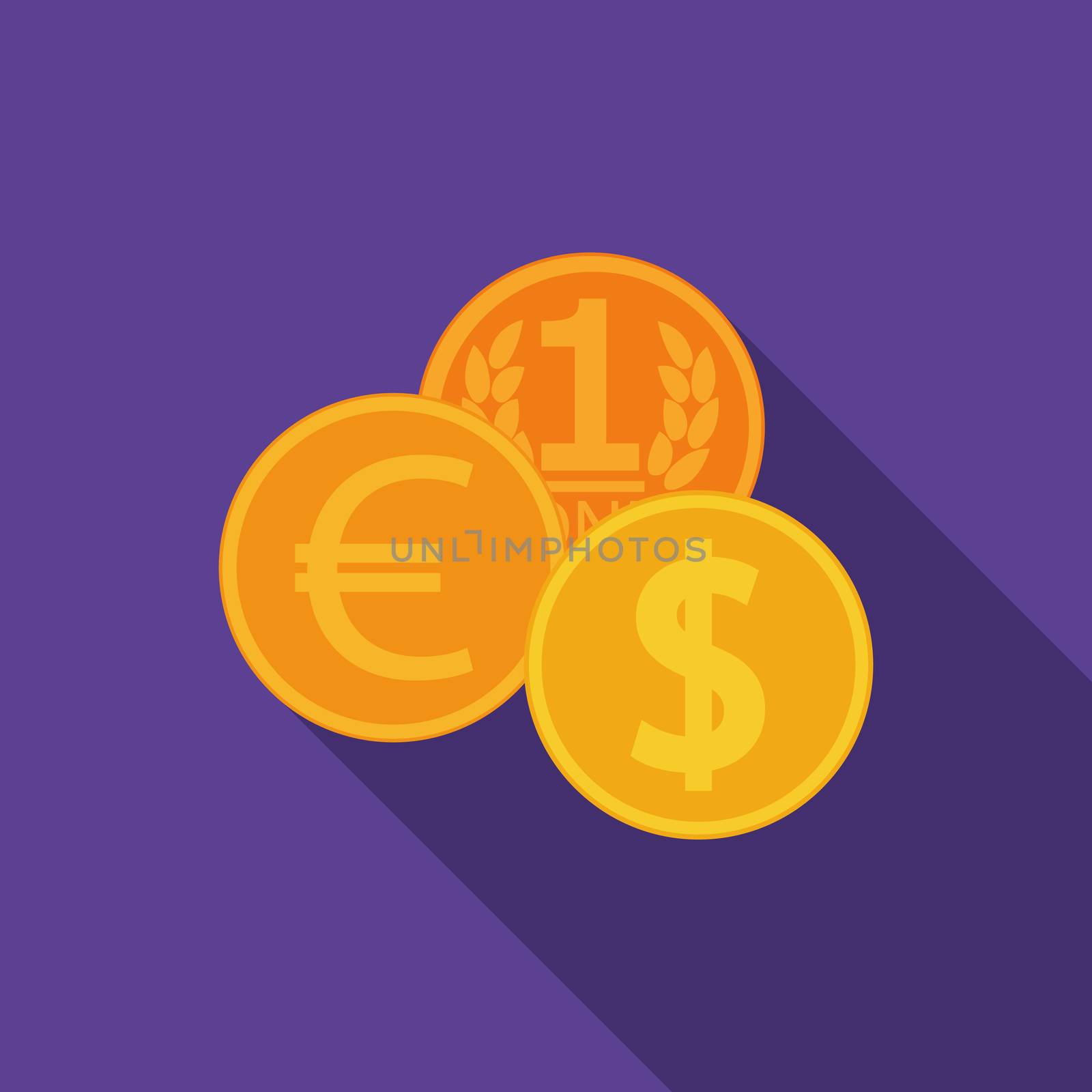 Flat design vector coins icon with long shadow by Lemon_workshop