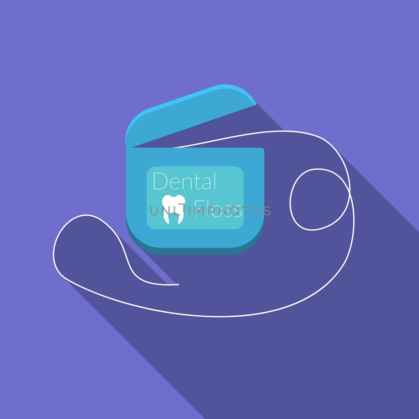Flat design modern vector illustration of dental floss icon with long shadow by Lemon_workshop