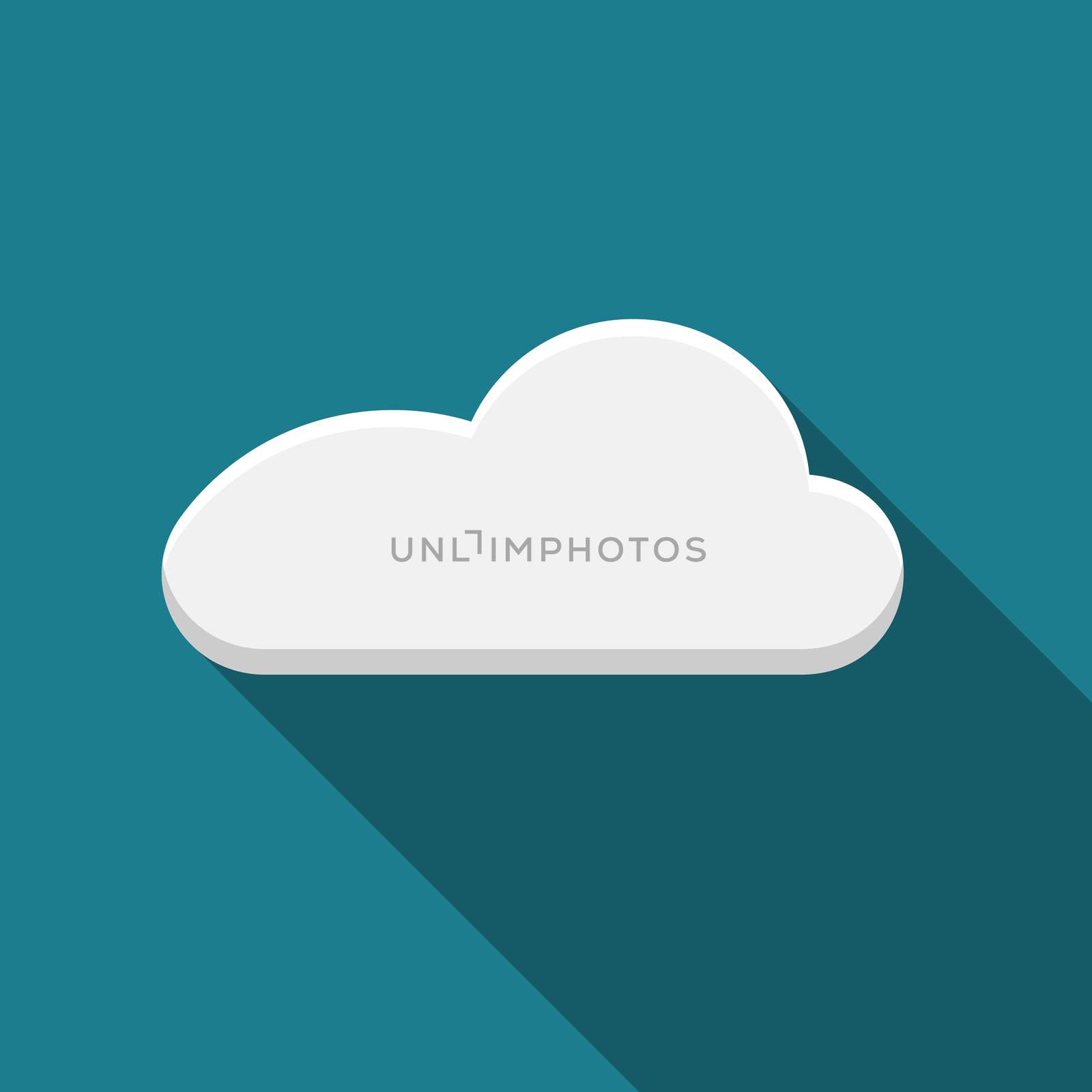 Flat design vector cloud icon with long shadow.