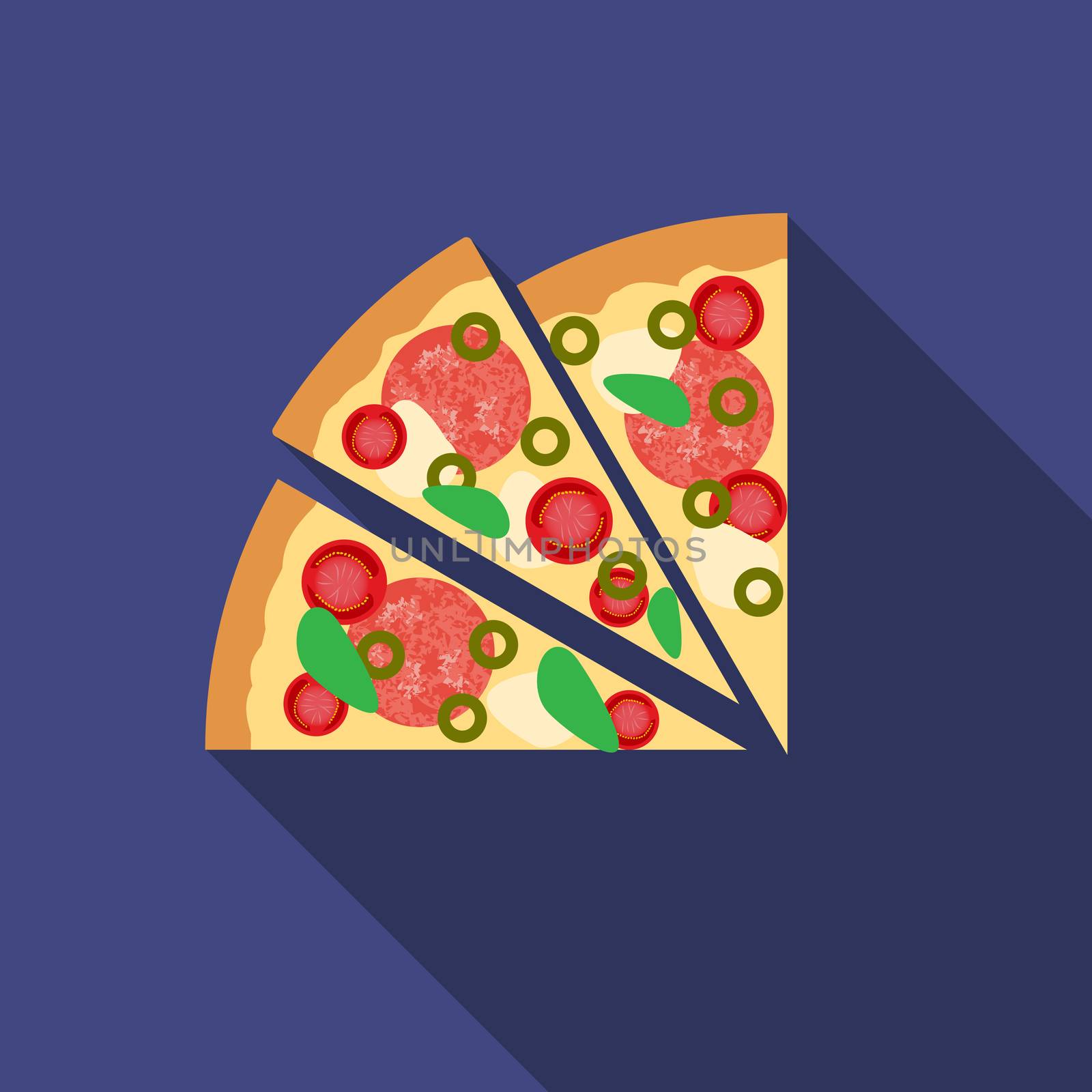 Flat design vector pizza icon with long shadowFlat design vector vinyl record icon with long shadow by Lemon_workshop