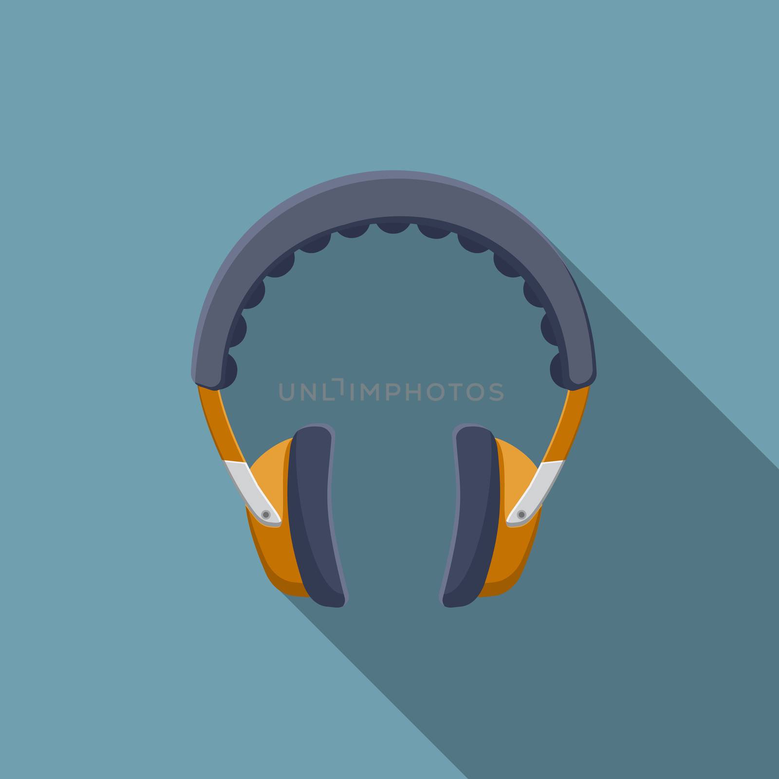 Flat design vector headphones icon with long shadow by Lemon_workshop