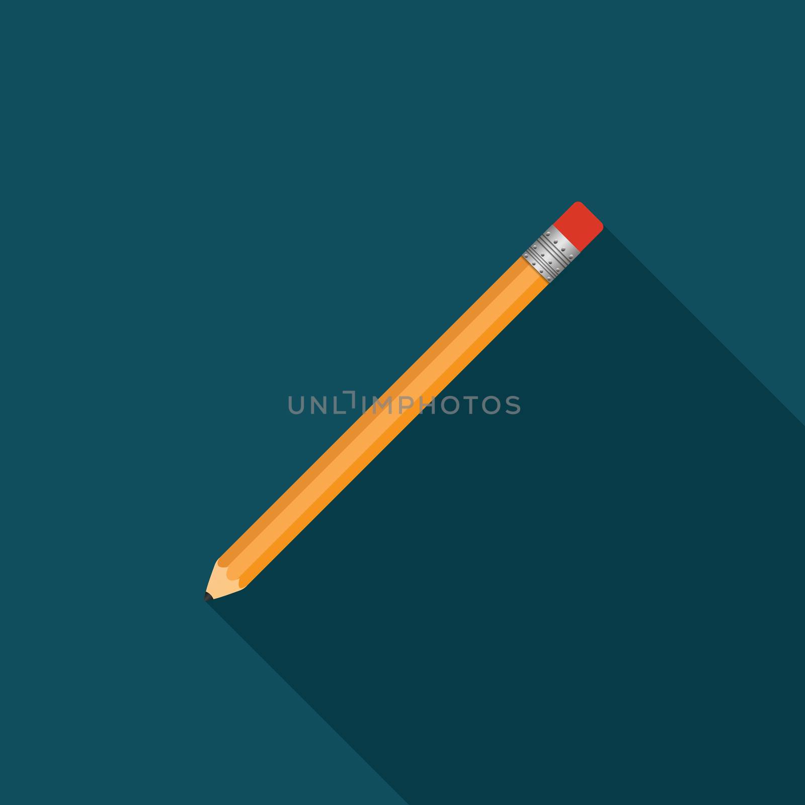 Flat design modern vector illustration of pensil icon with long shadow. by Lemon_workshop